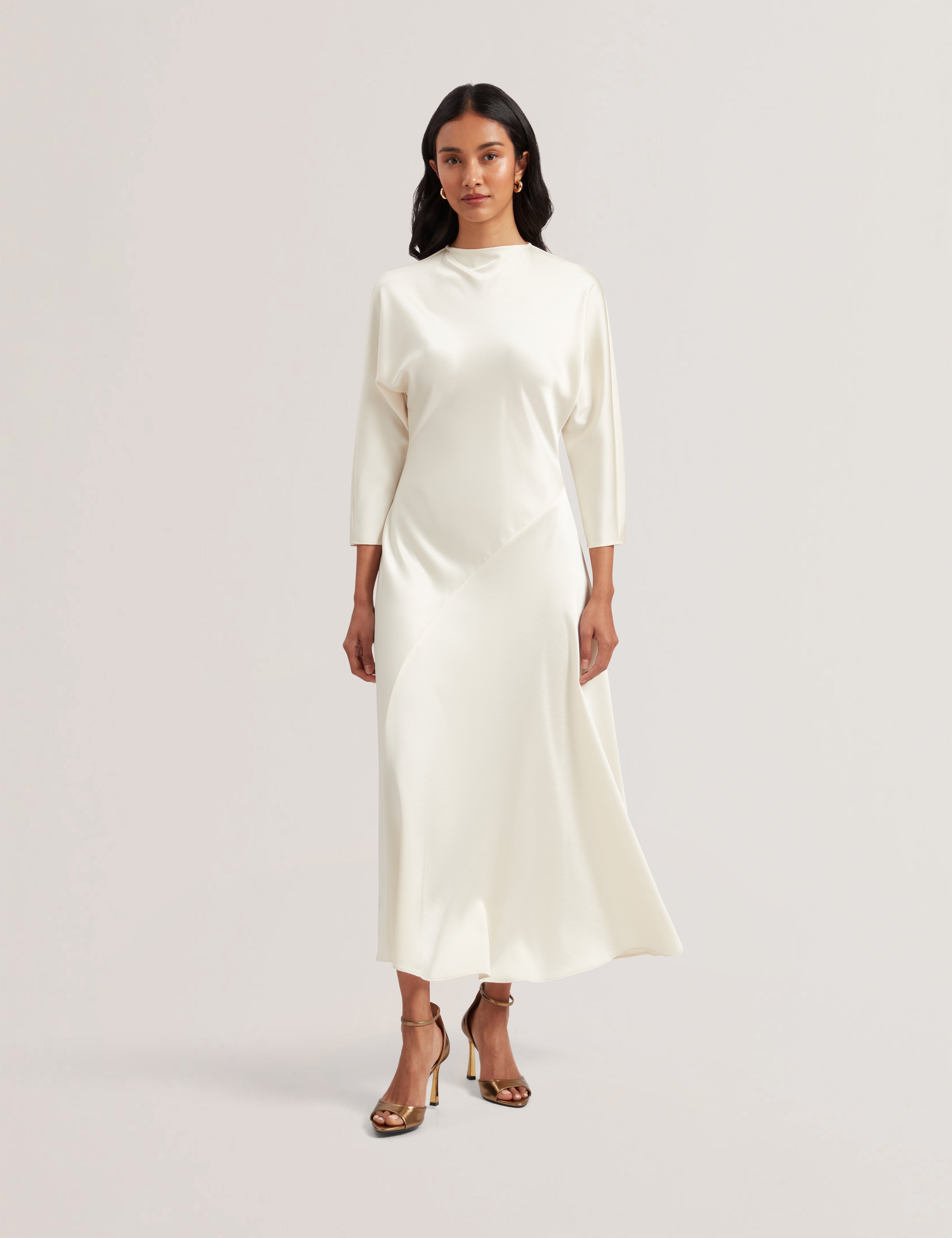 Avelli Curve Seam Detail Midi Dress White