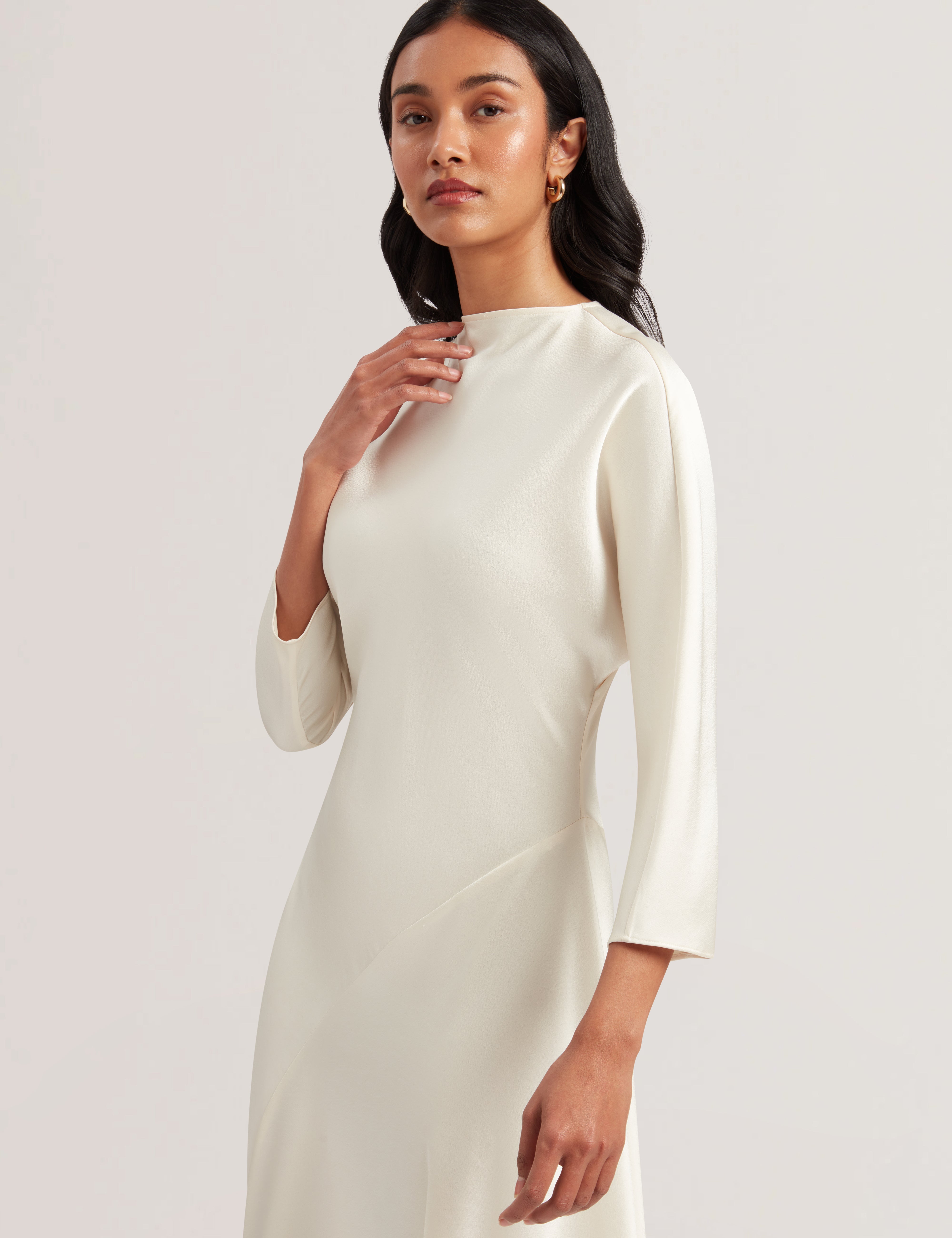 Avelli Curve Seam Detail Midi Dress White