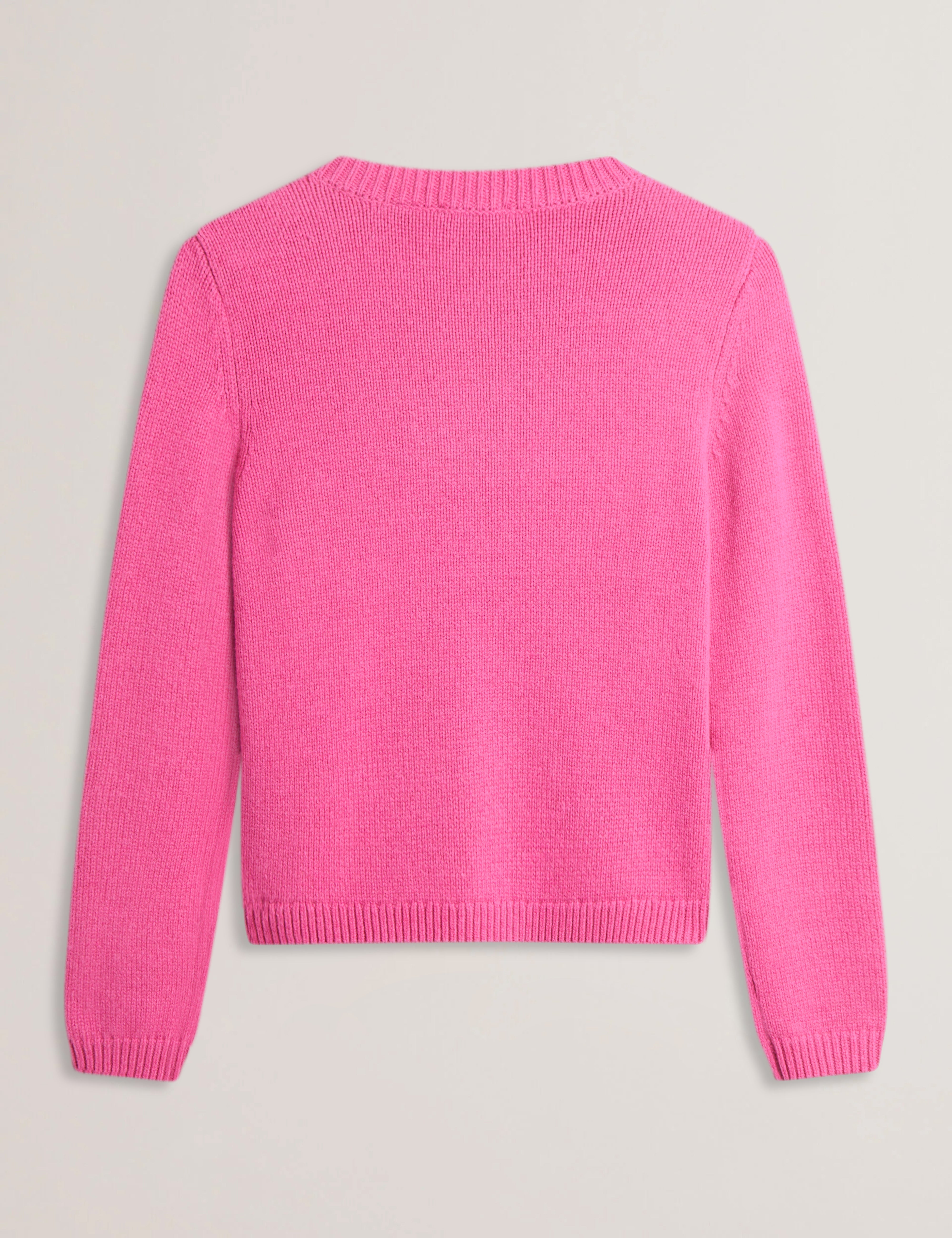 Janha Rose Button Crew Neck Long Sleeve Sweater Brt-Pink