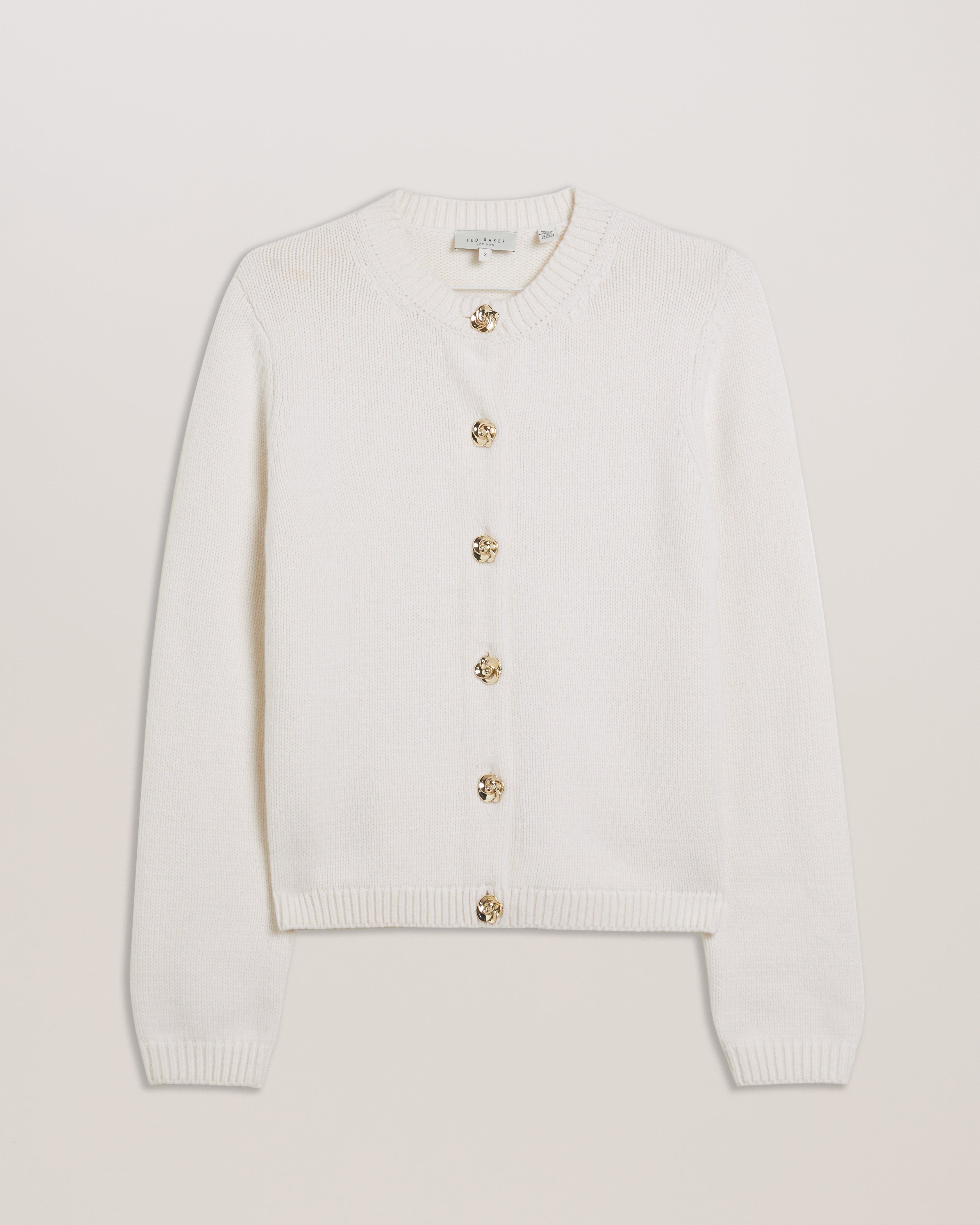 Jaycey Rose Button Crew Neck Cardigan Ivory