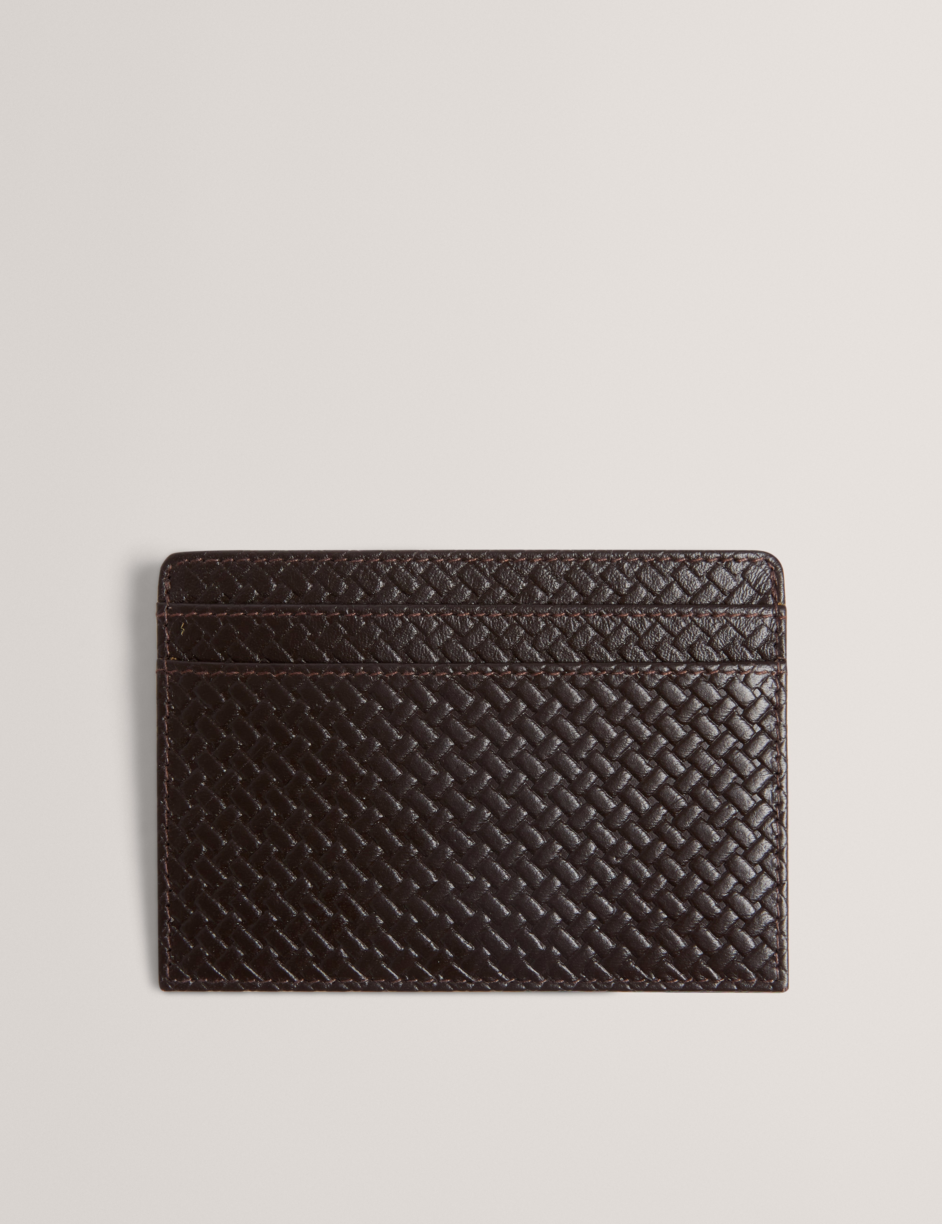 Colie Weave Texture Leather Cardholder Brn-Choc