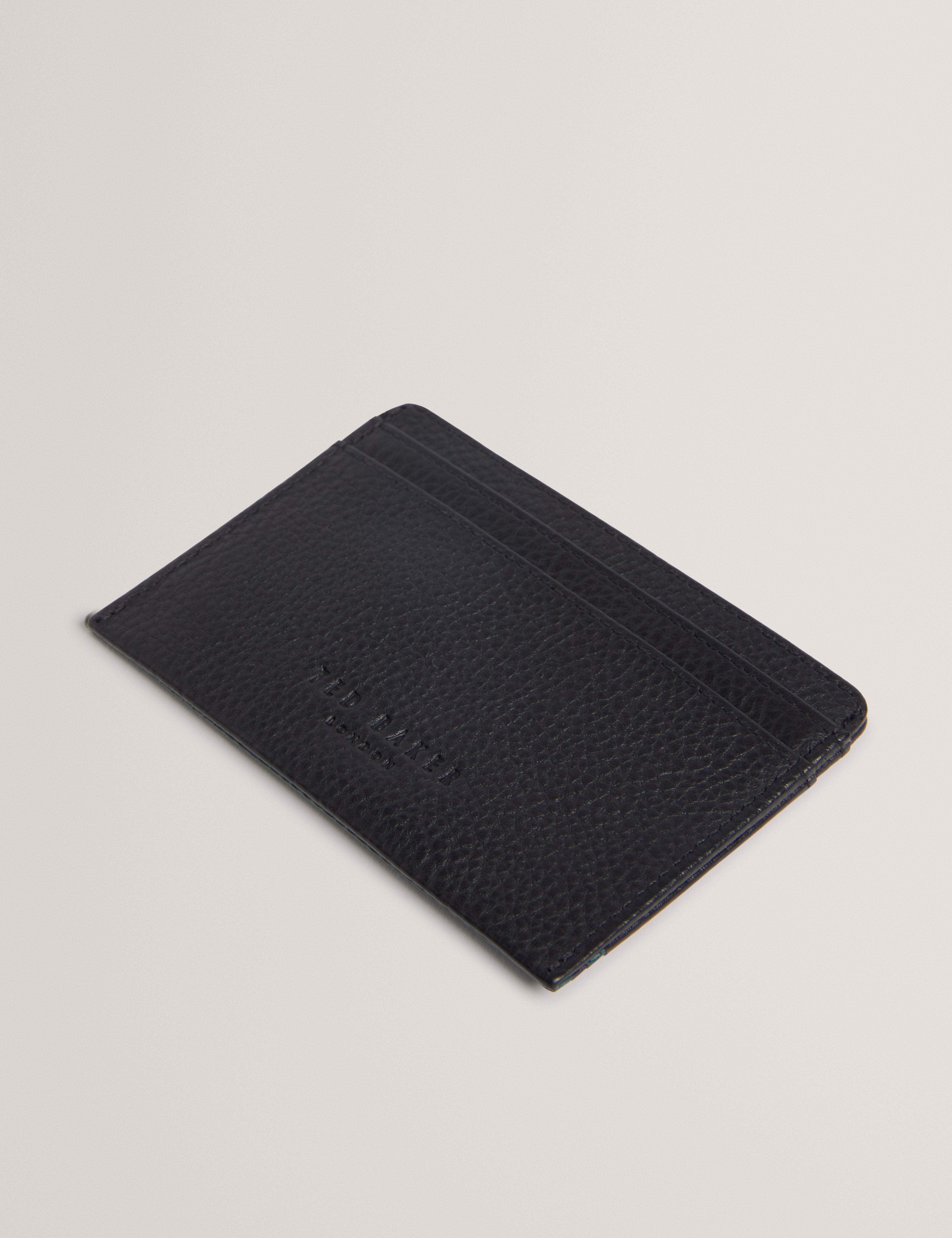Grinsby Stripe Leather Cardholder Black