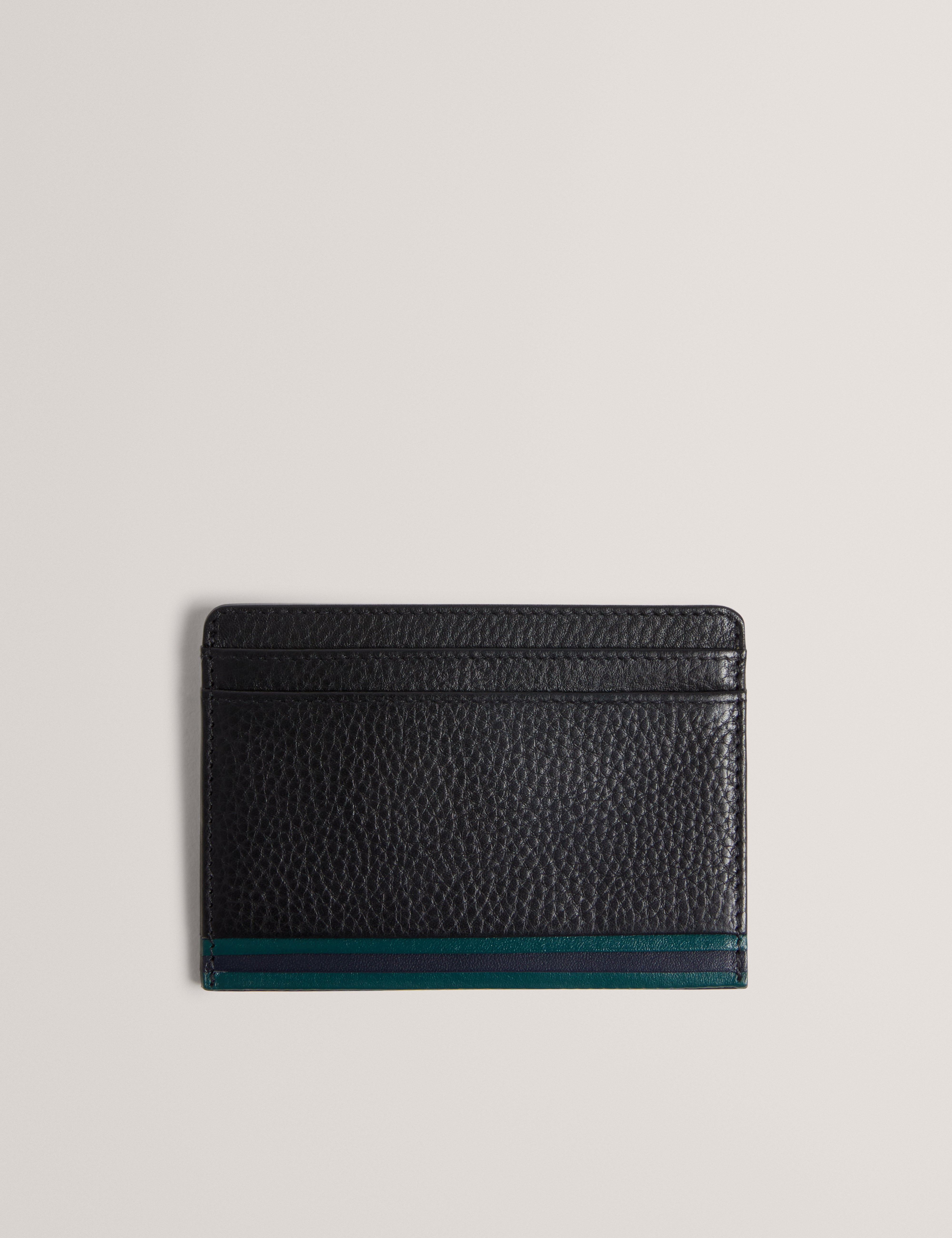 Grinsby Stripe Leather Cardholder Black