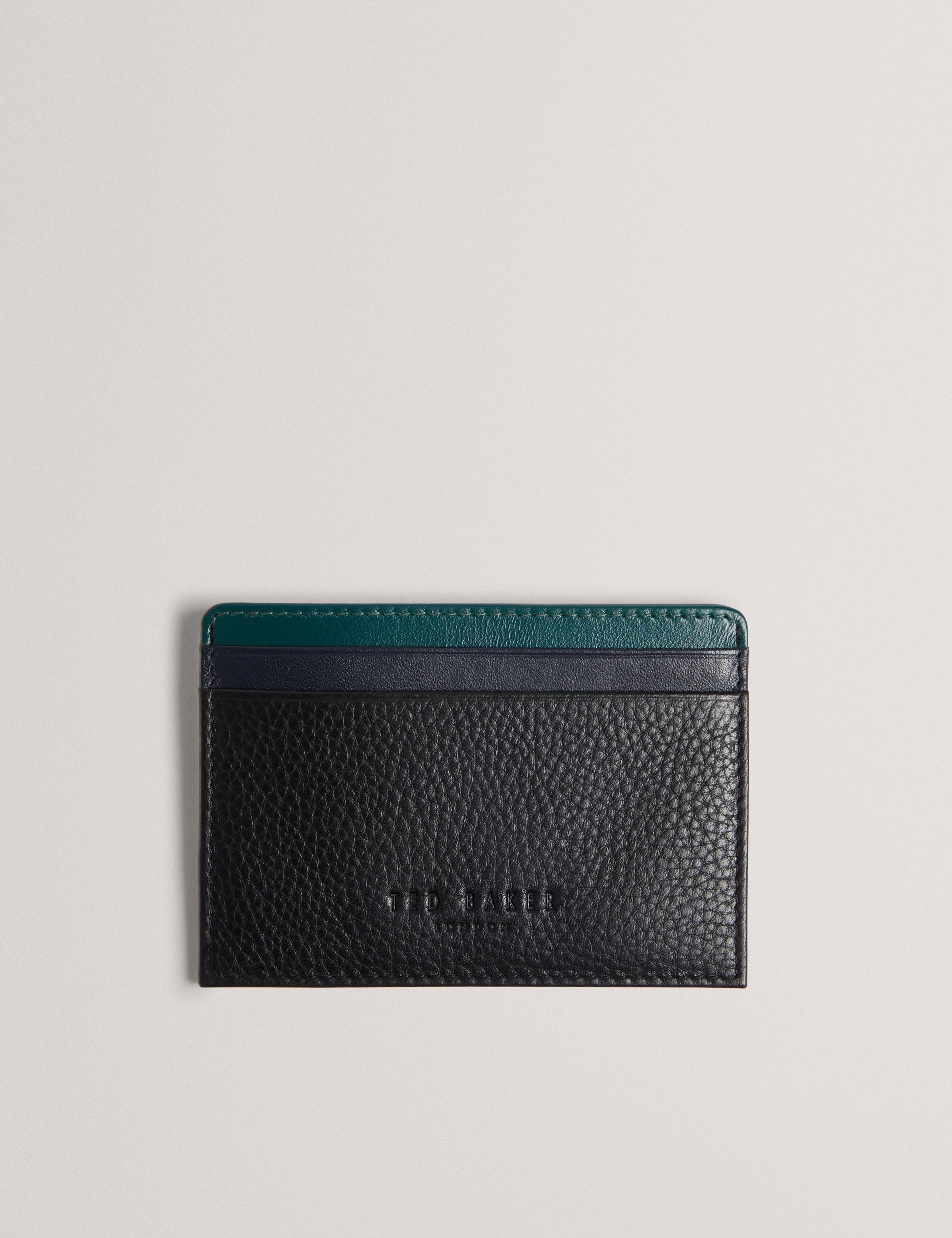 Grayton Stripe Leather Cardholder Black