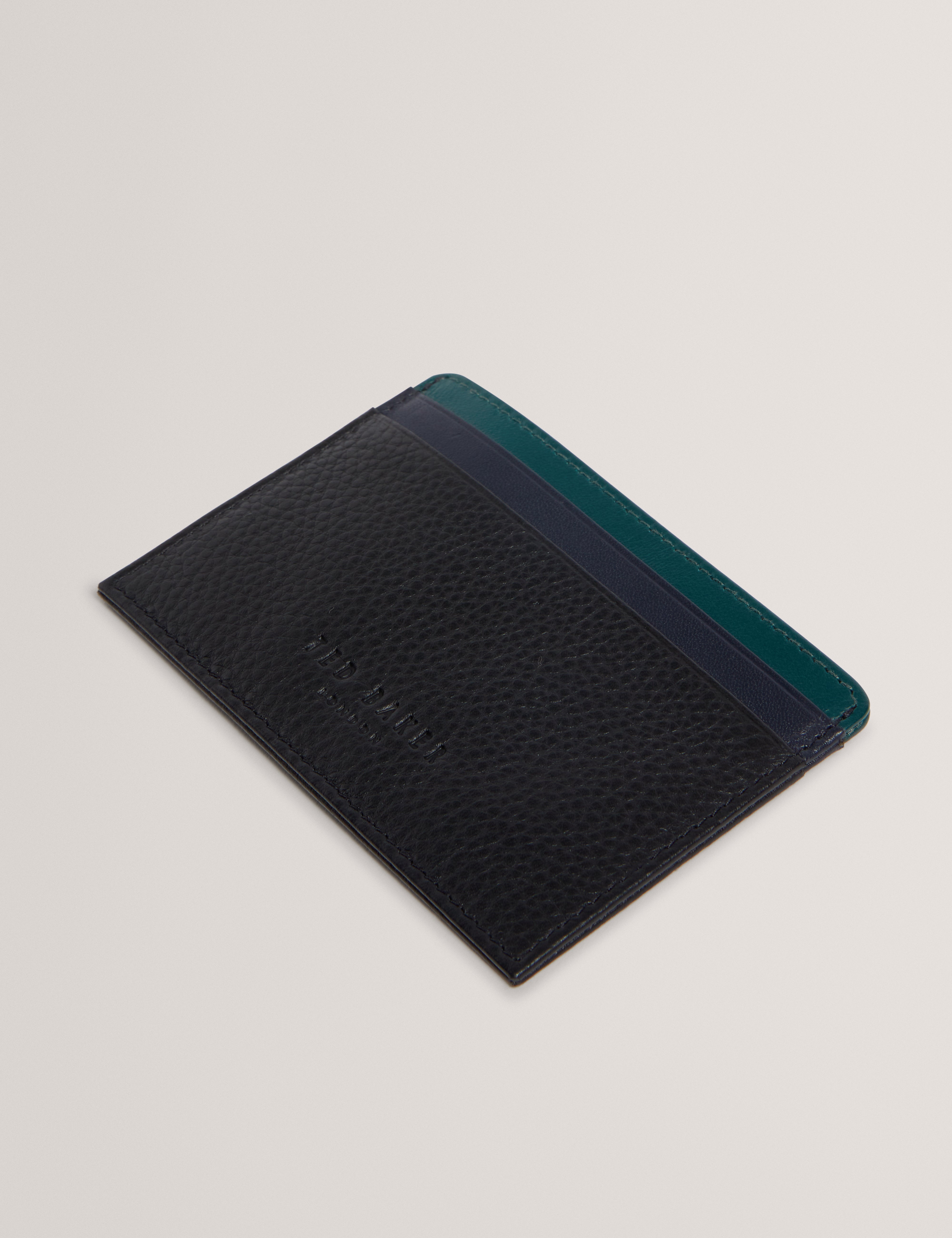 Grayton Stripe Leather Cardholder Black