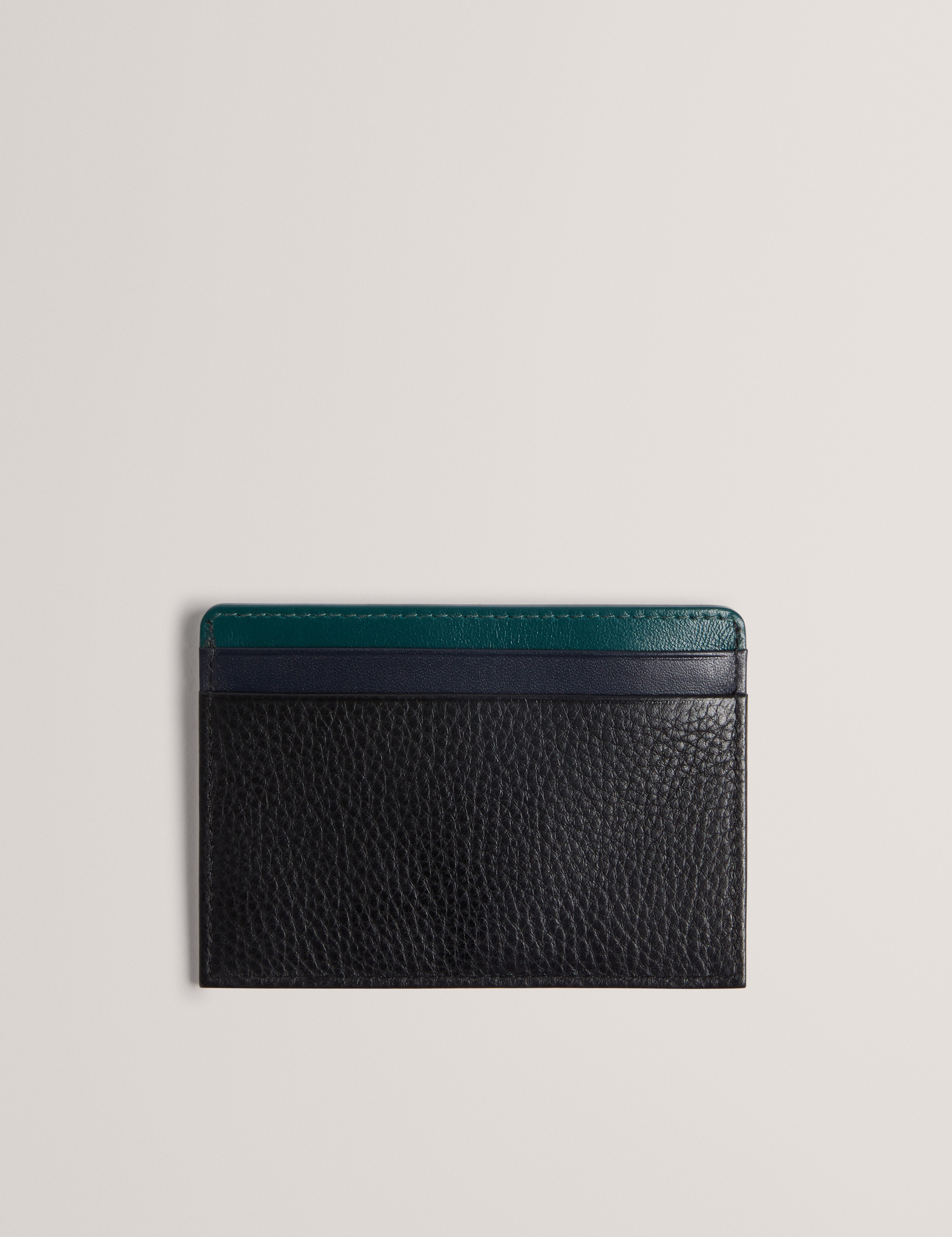 Grayton Stripe Leather Cardholder Black