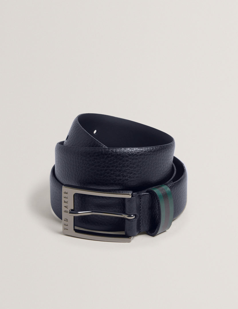 Kendon Stripe Leather Belt Navy