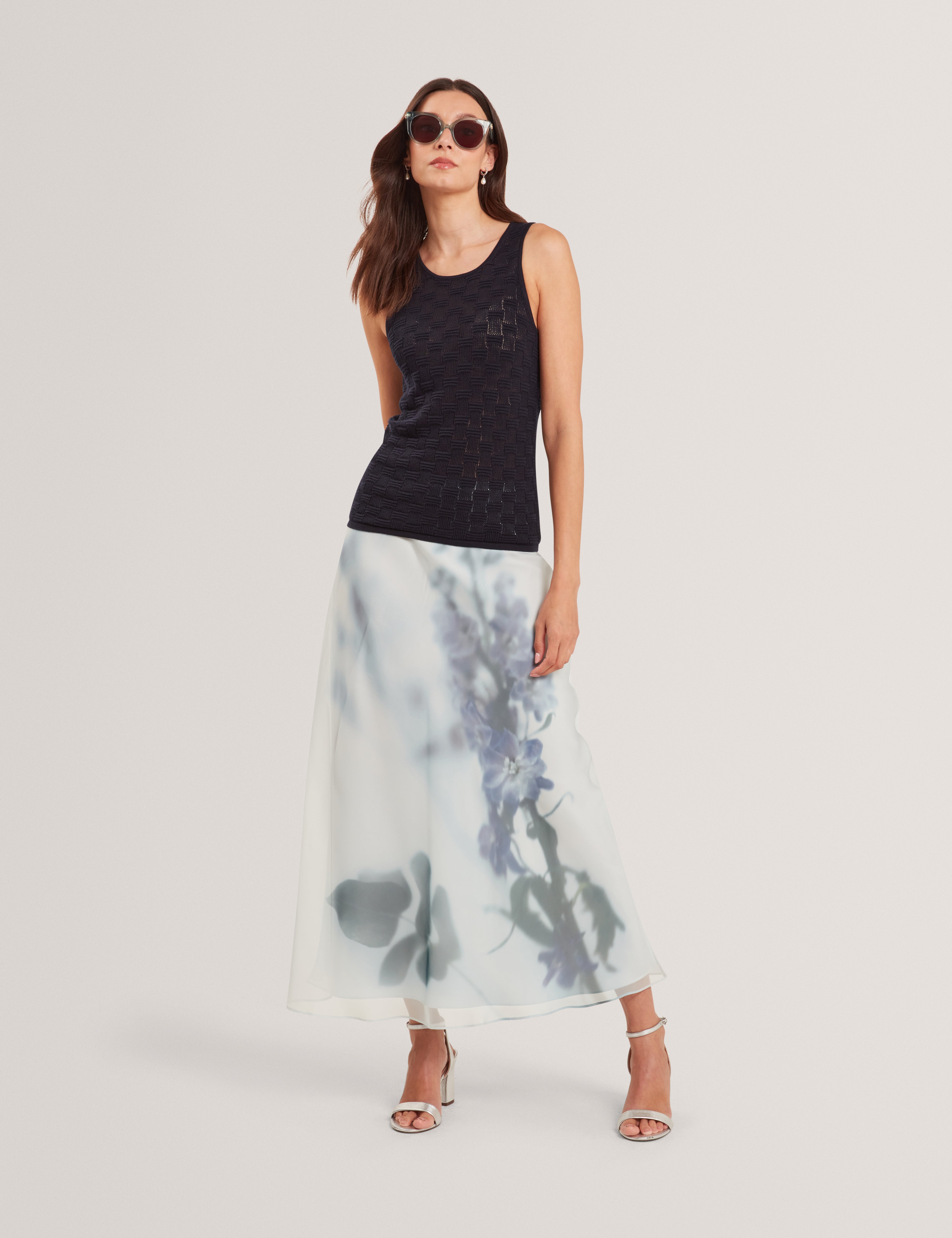Lucania Chiffon Printed Maxi Skirt Lt-Green