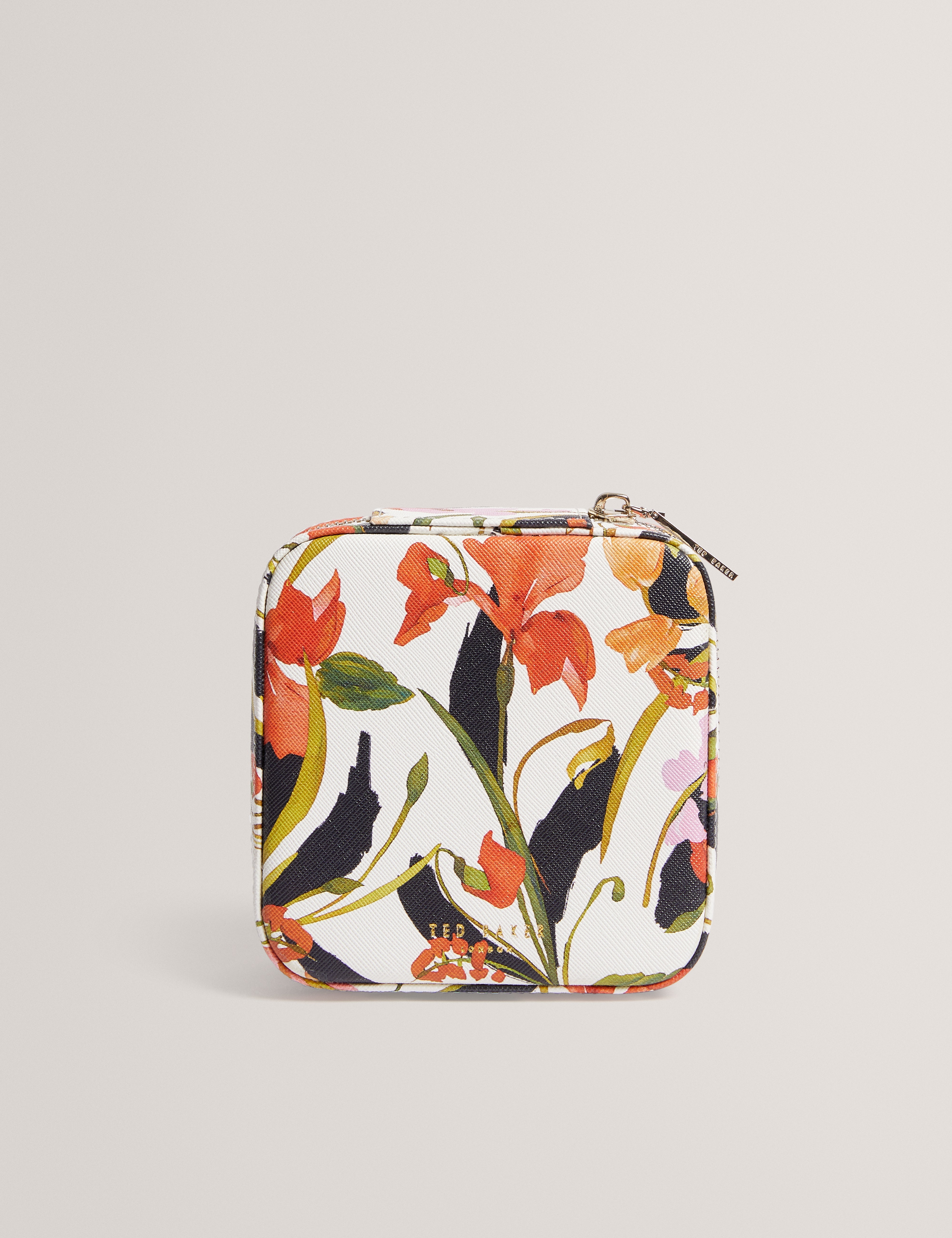 Edwi Printed Floral Medium Jewellery Case Nat-White