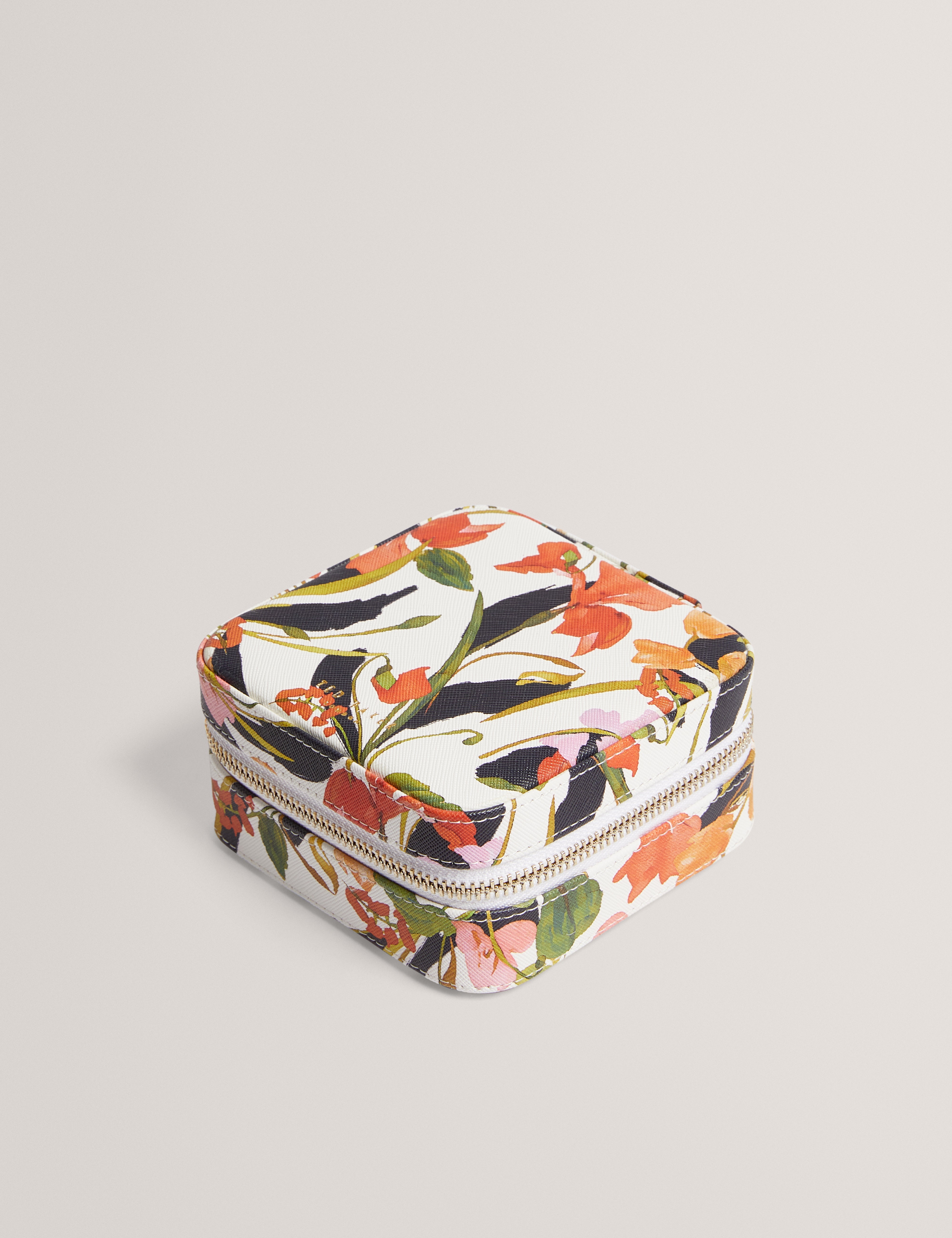 Edwi Printed Floral Medium Jewellery Case Nat-White