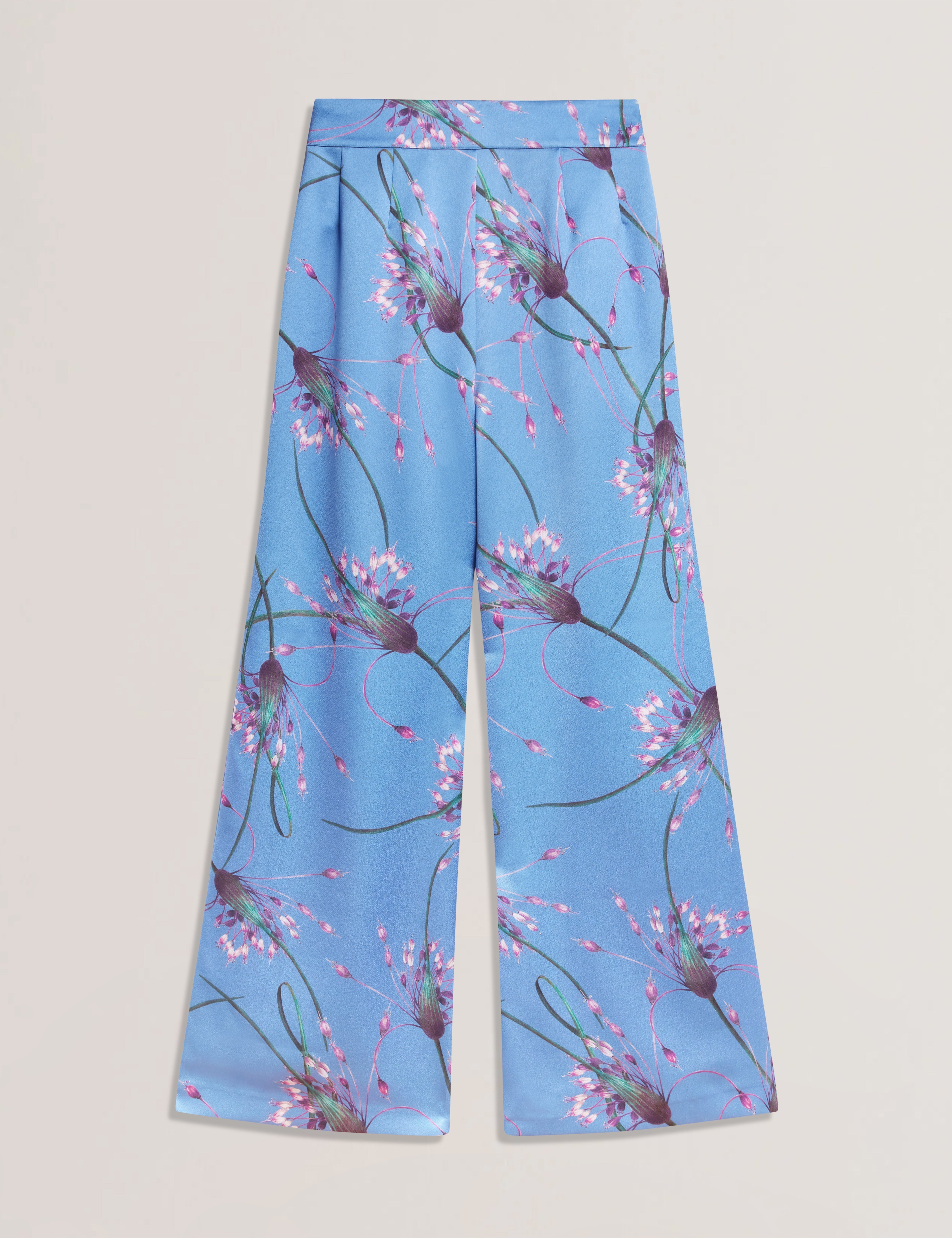 Porifa Printed Satin Trouser Lt-Blue