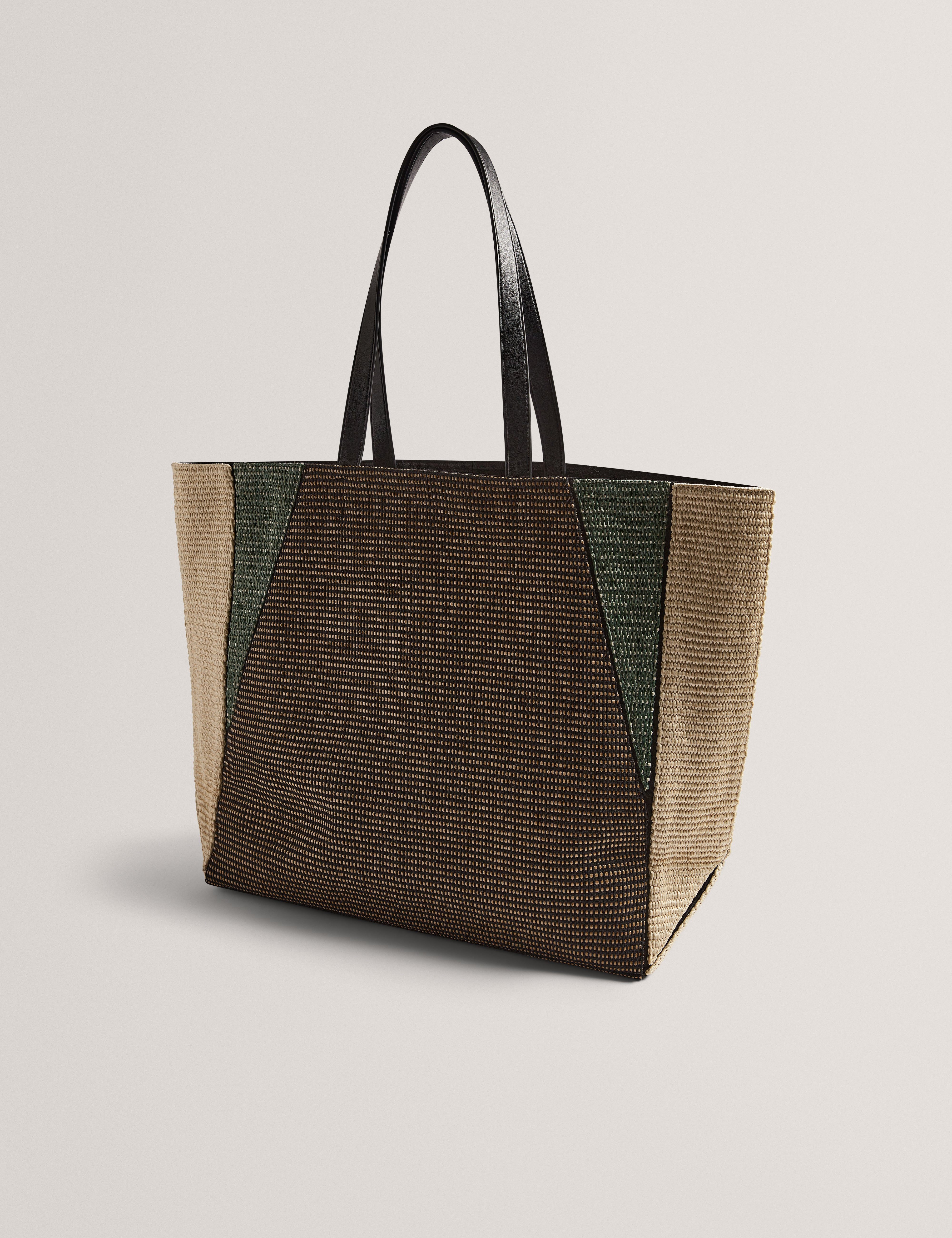 Rafiya Raffia Collapsible Large Shopper Bag Black