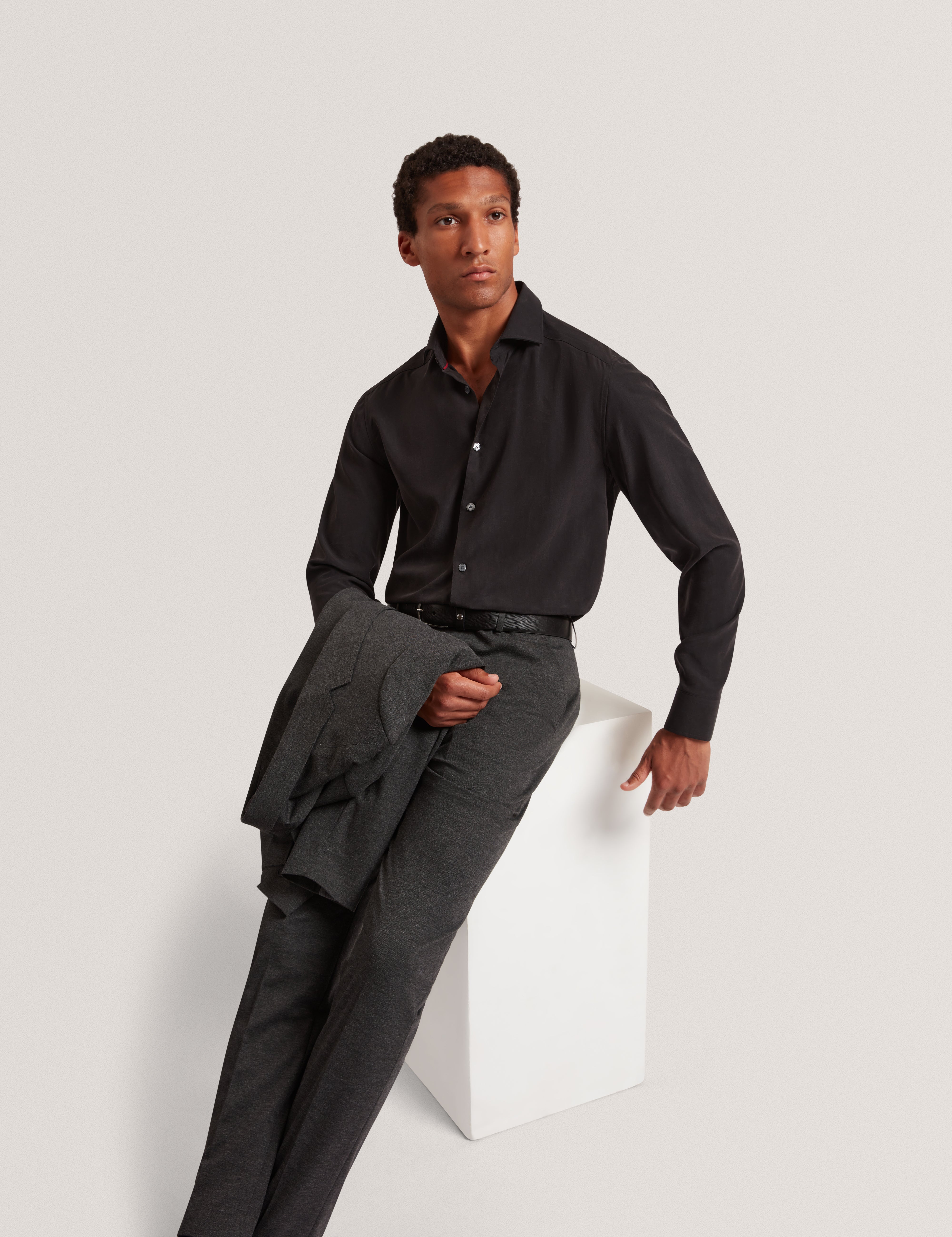 Merickt Slim Fit Tech Knit Wool Blend Trouser Dk-Grey