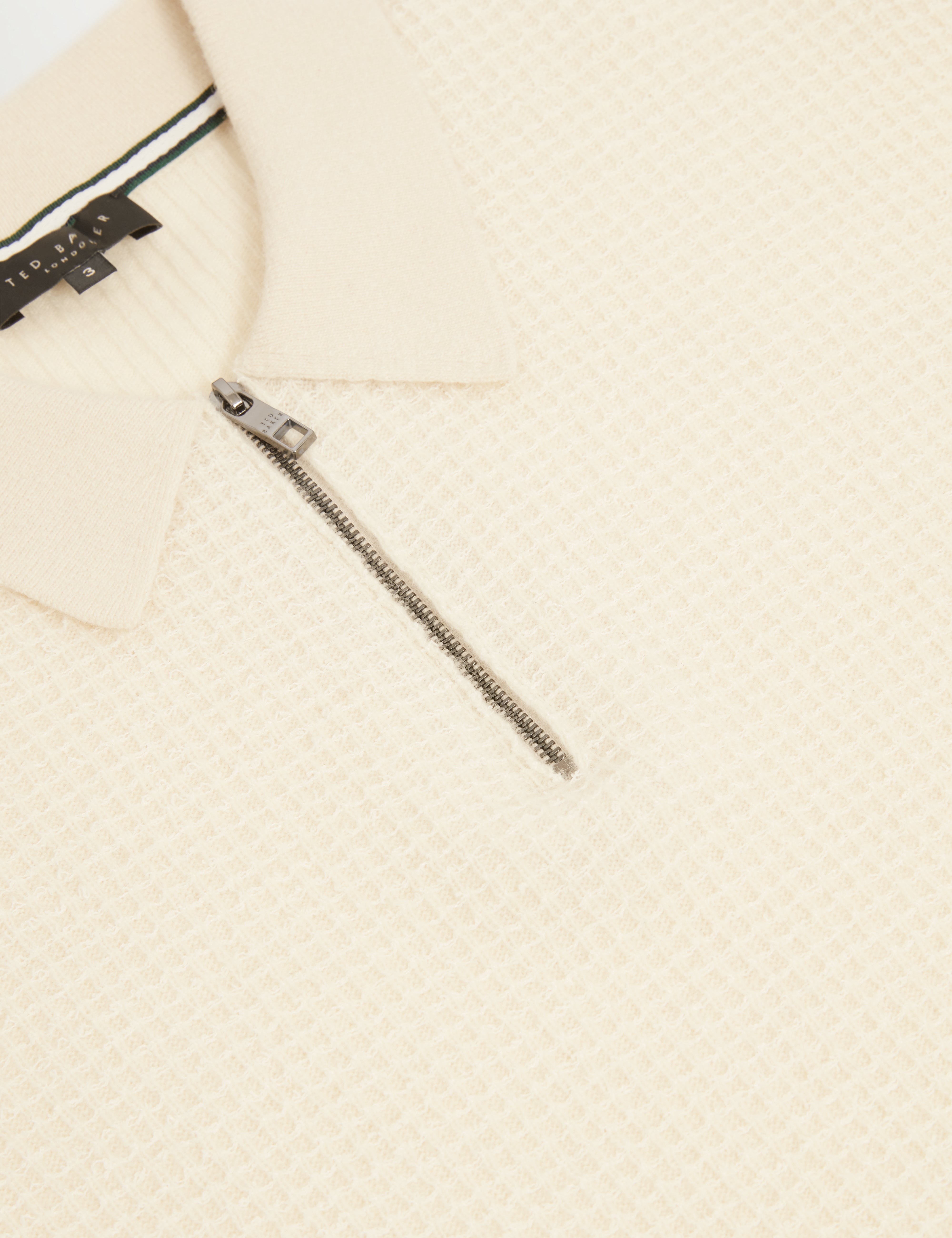 Jaylon Ss Waffle Stitch Polo Ecru