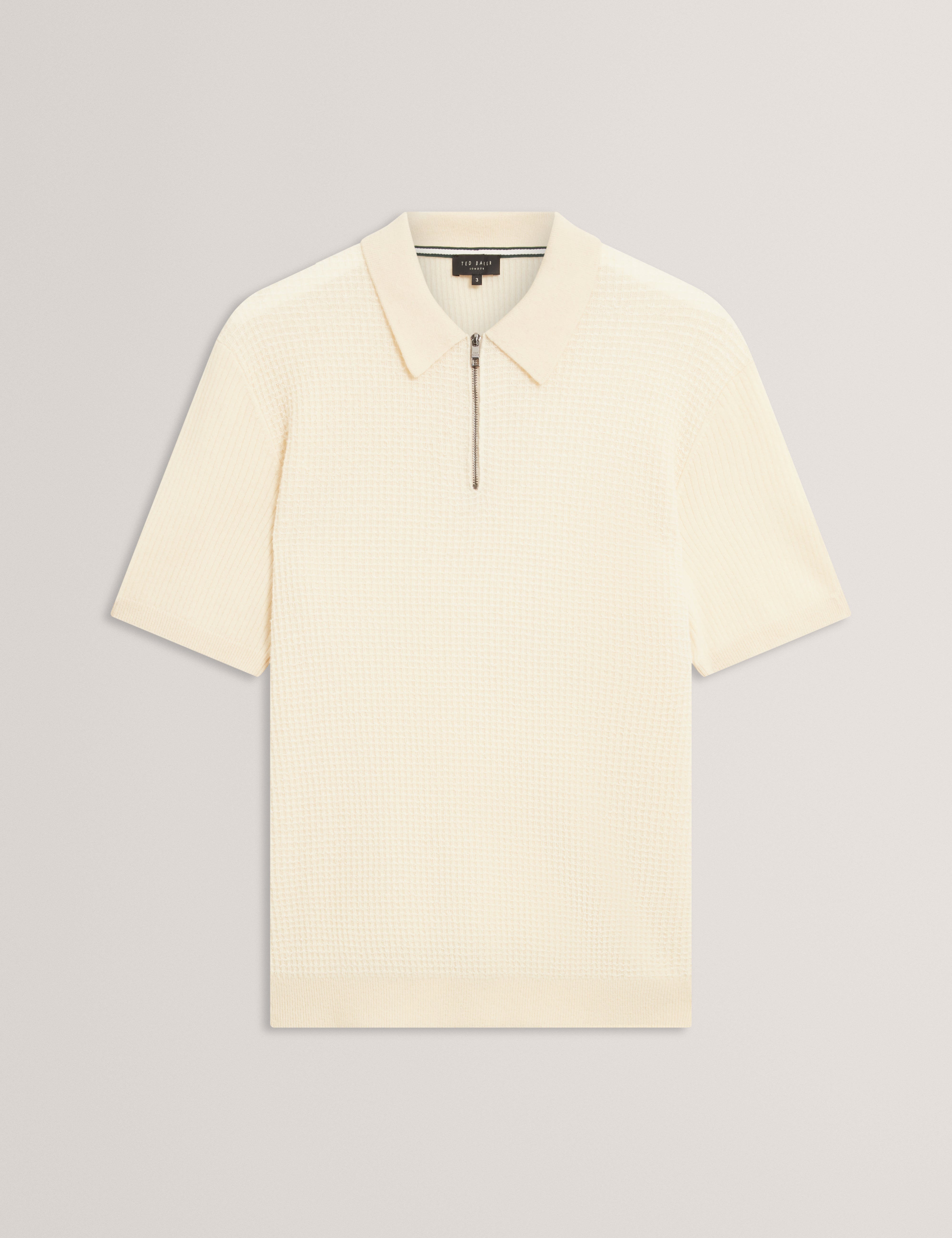 Jaylon Ss Waffle Stitch Polo Ecru