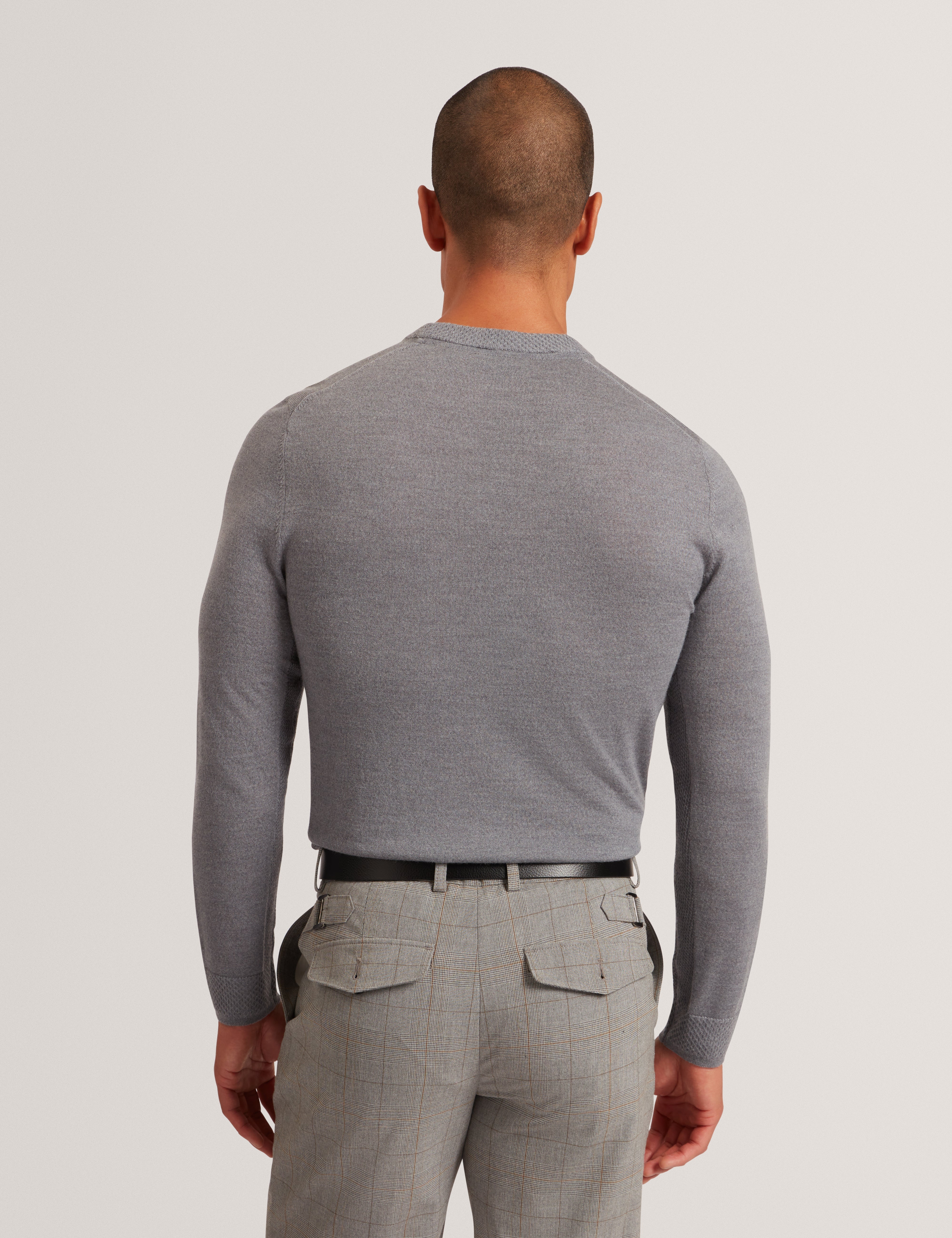 Laurnce Branded Merino Crew Neck Jumper Mid-Grey