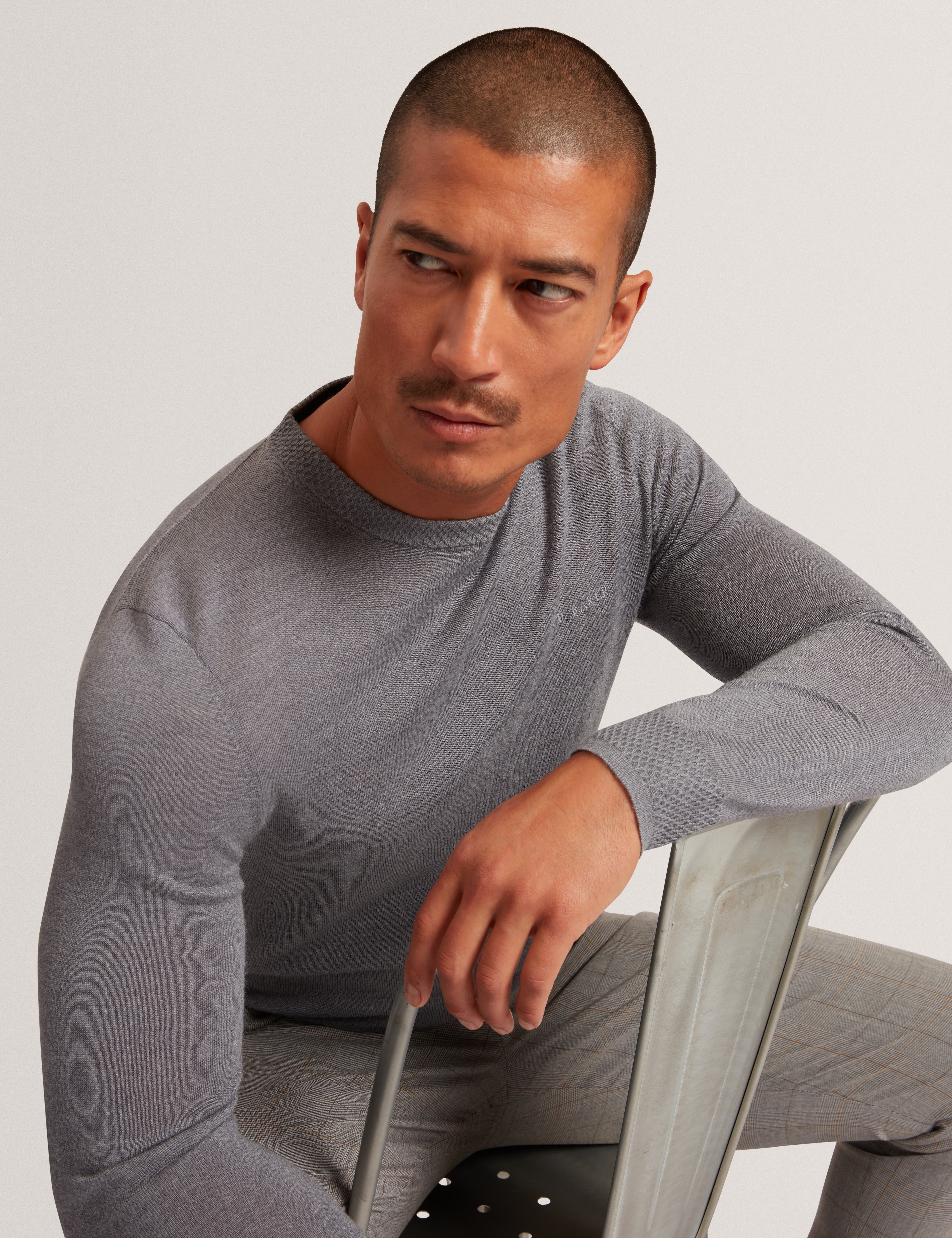 Laurnce Branded Merino Crew Neck Jumper Mid-Grey