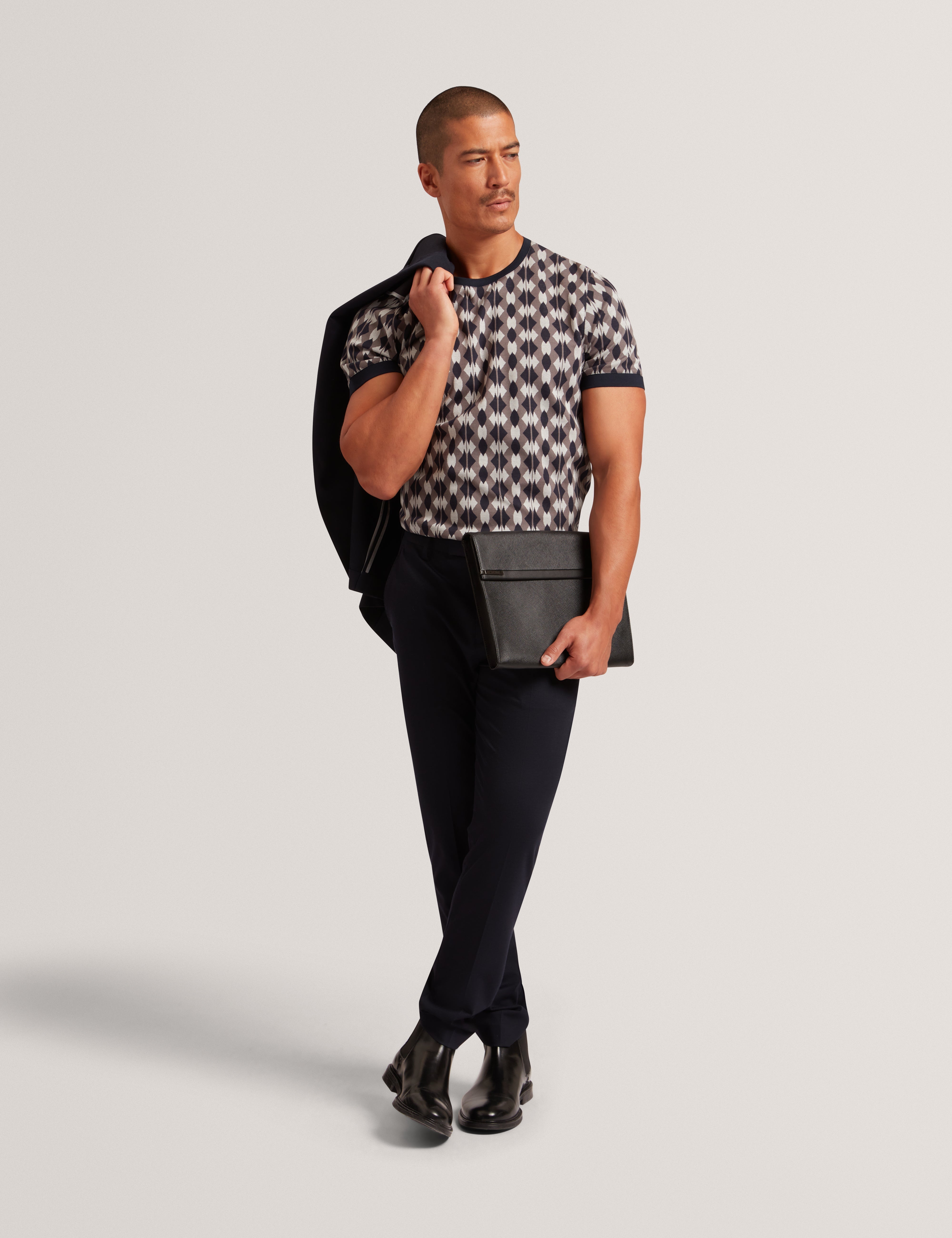 Joaa Ss Geo Jacquard T-Shirt Navy