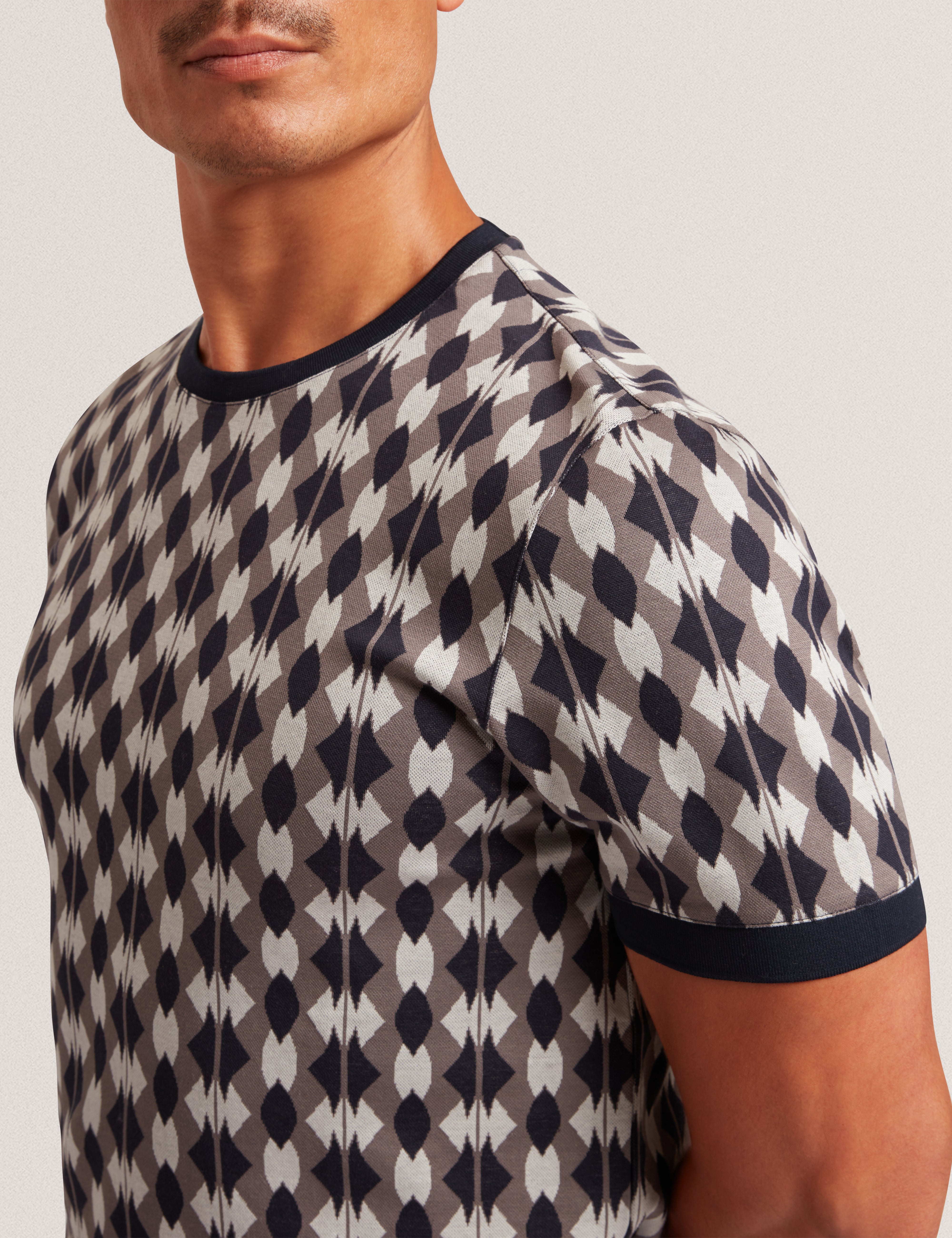 Joaa Ss Geo Jacquard T-Shirt Navy