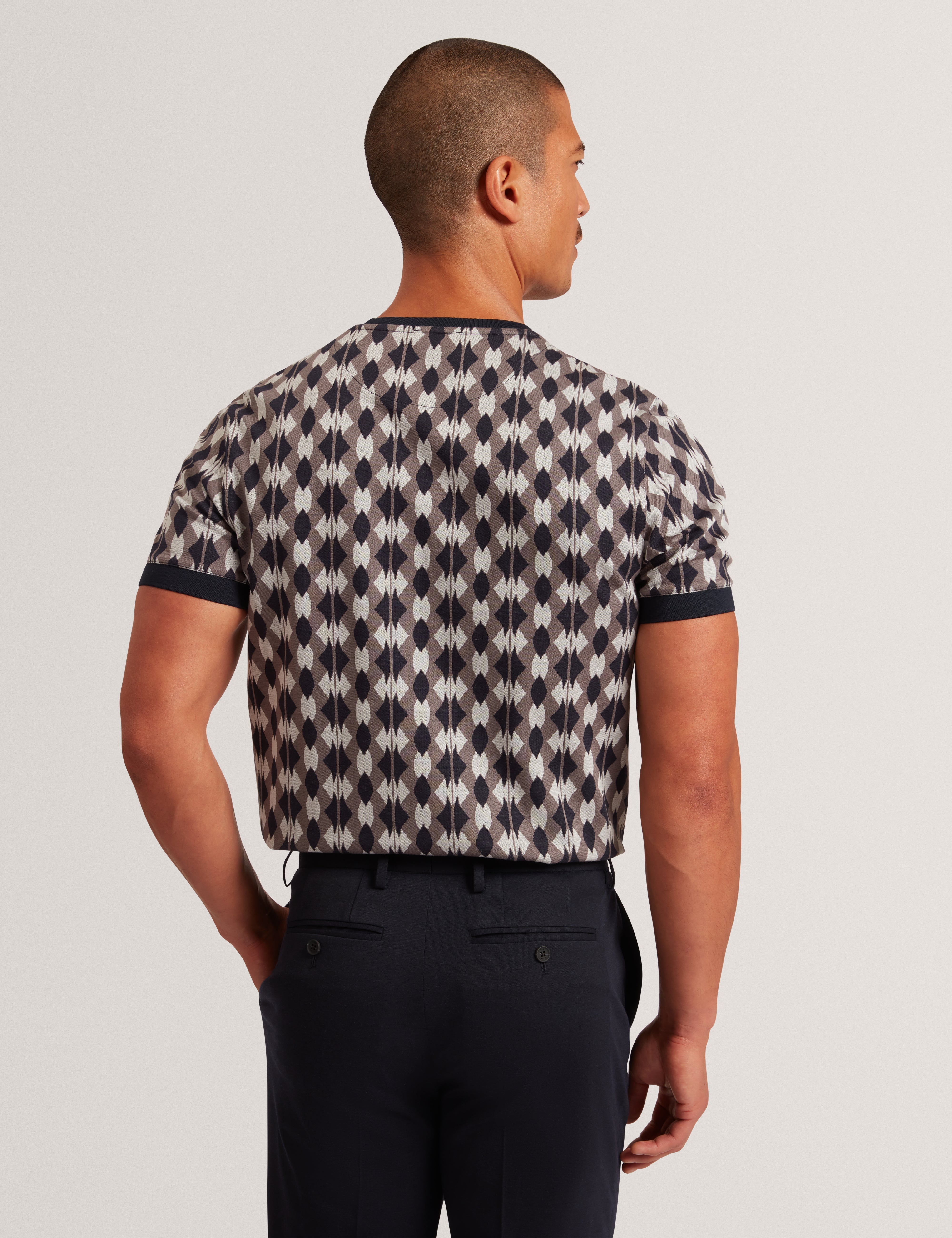 Joaa Ss Geo Jacquard T-Shirt Navy