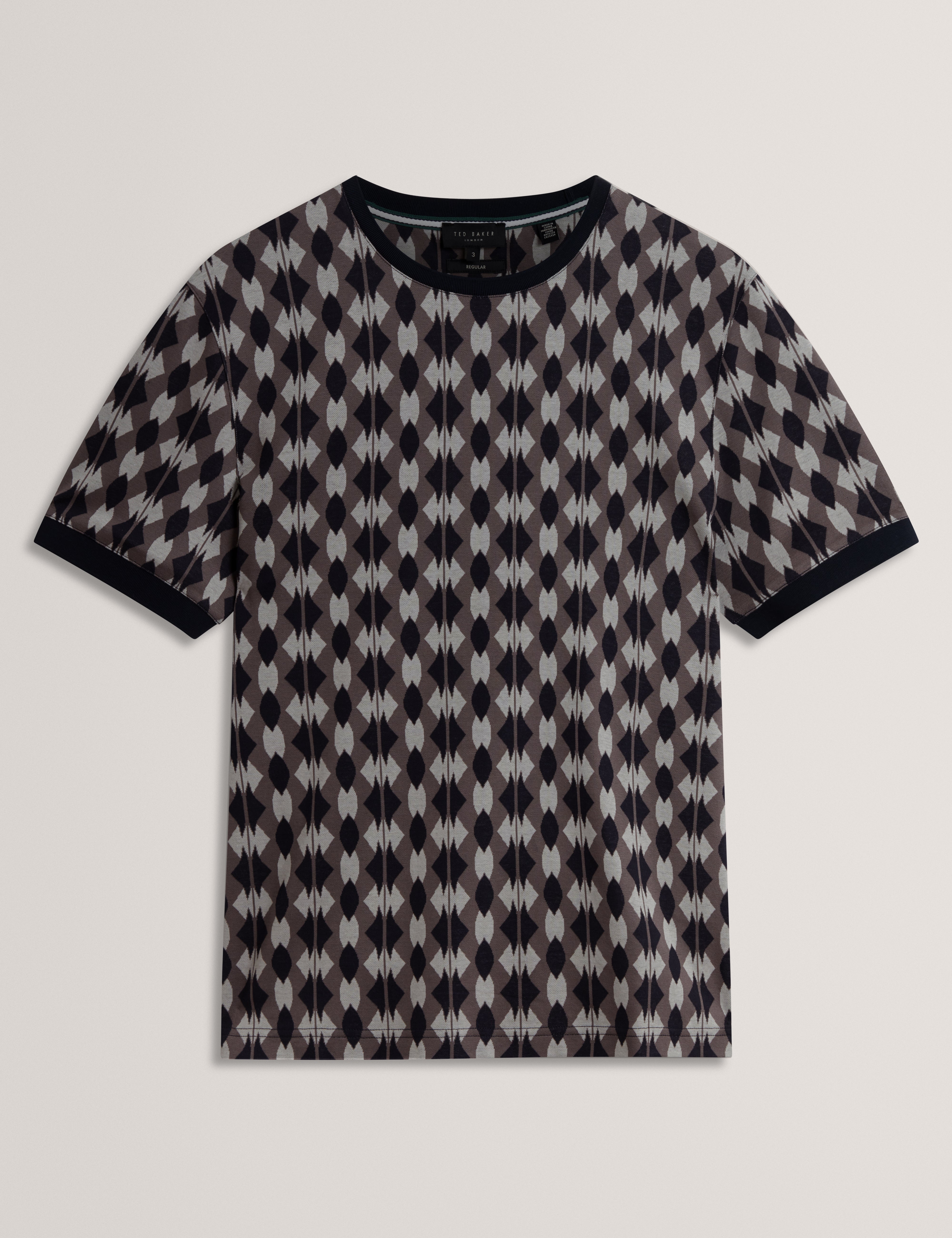 Joaa Ss Geo Jacquard T-Shirt Navy