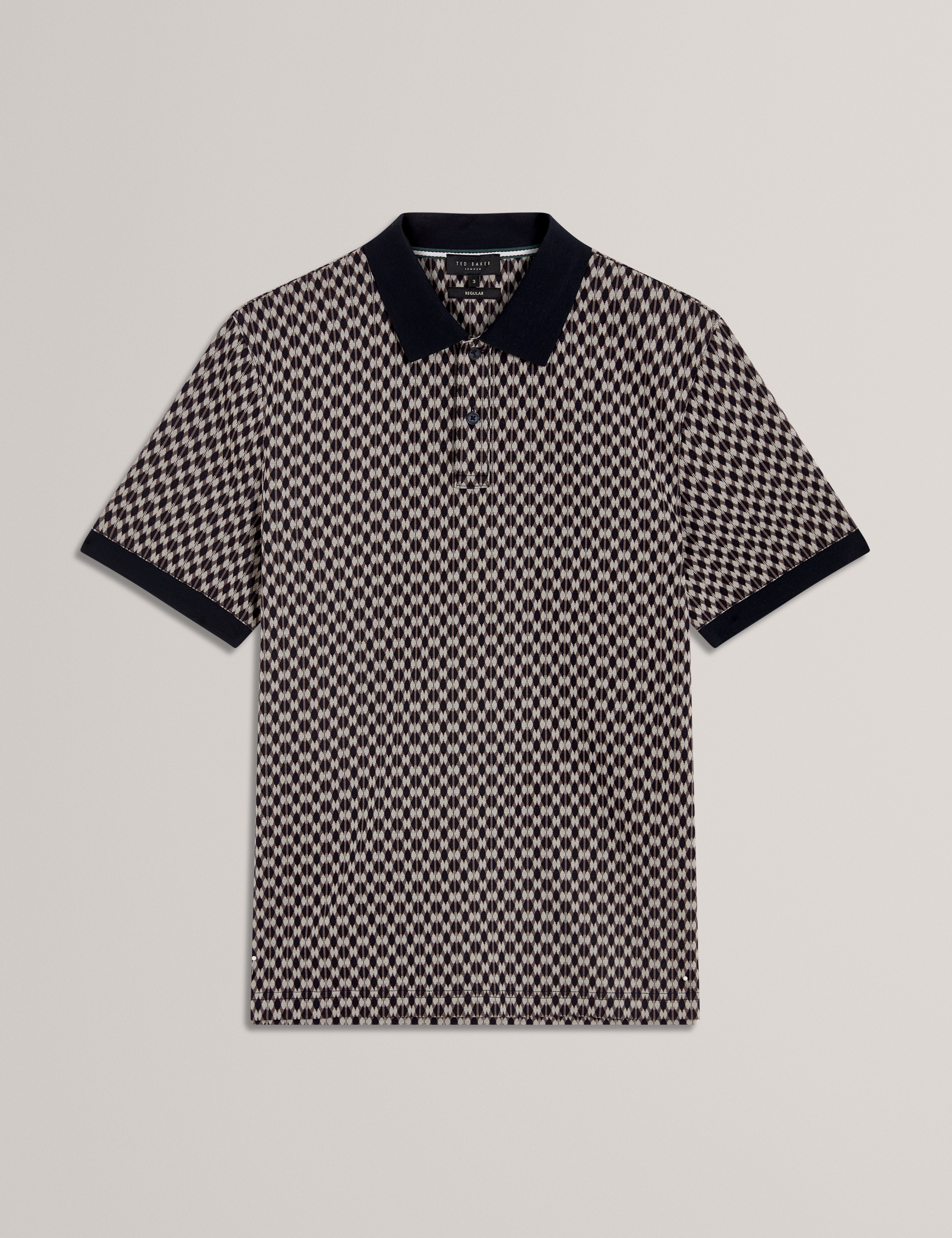 Ernist Ss Geo Jacquard Polo Navy