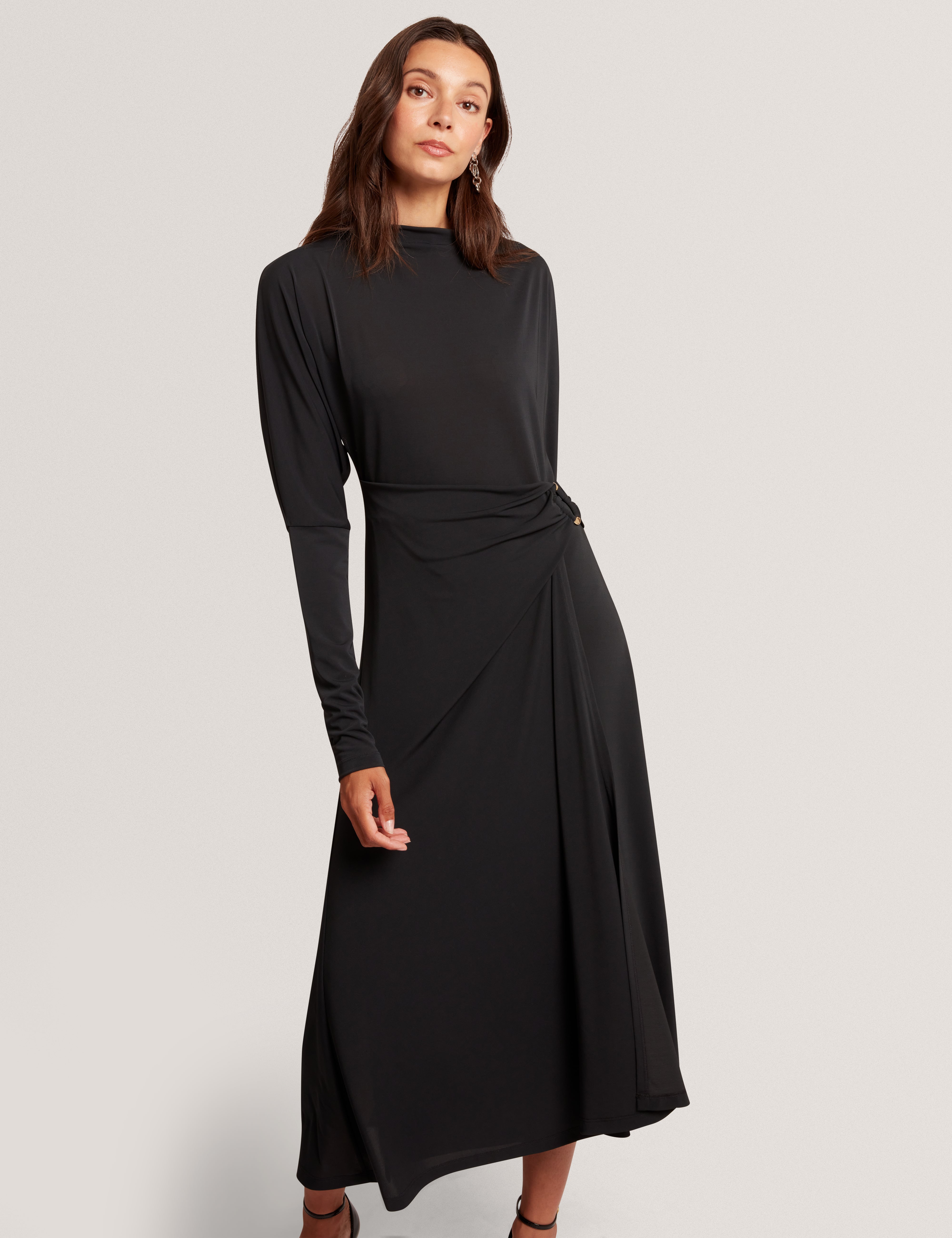 Ralhaa Wrap Jersey Midi Dress Black