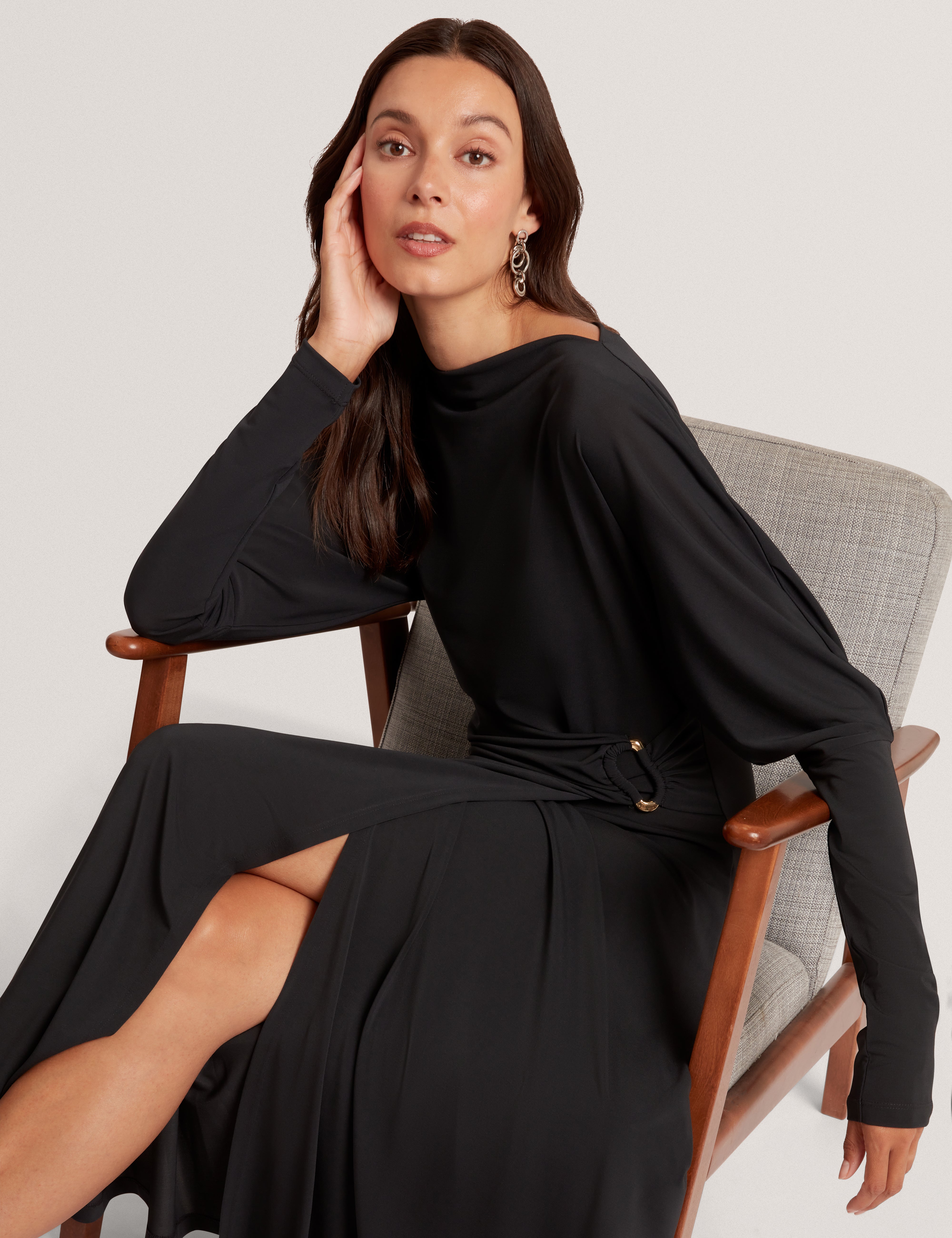 Ralhaa Wrap Jersey Midi Dress Black