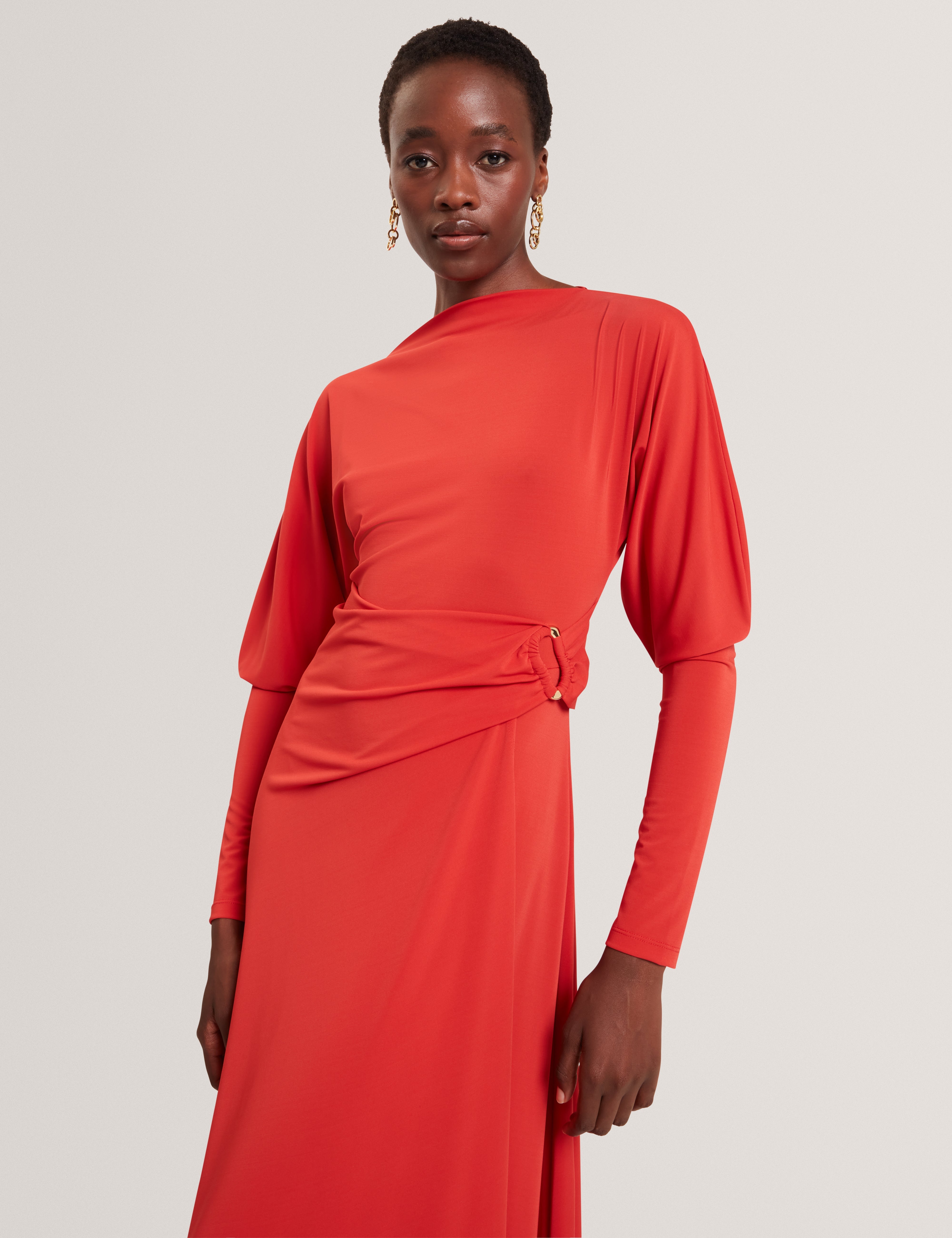 Ralhaa Wrap Jersey Midi Dress Bur-Orange
