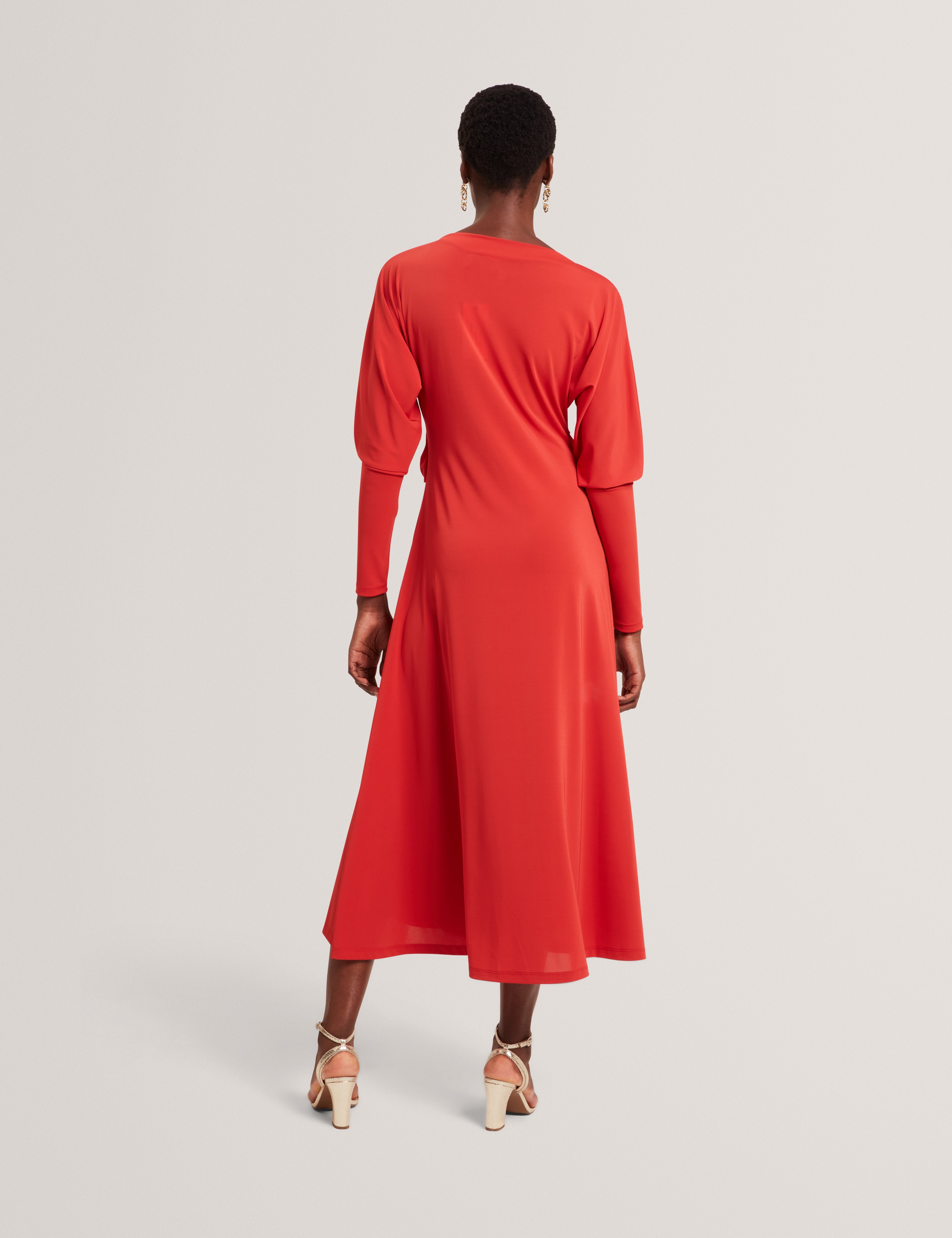 Ralhaa Wrap Jersey Midi Dress Bur-Orange