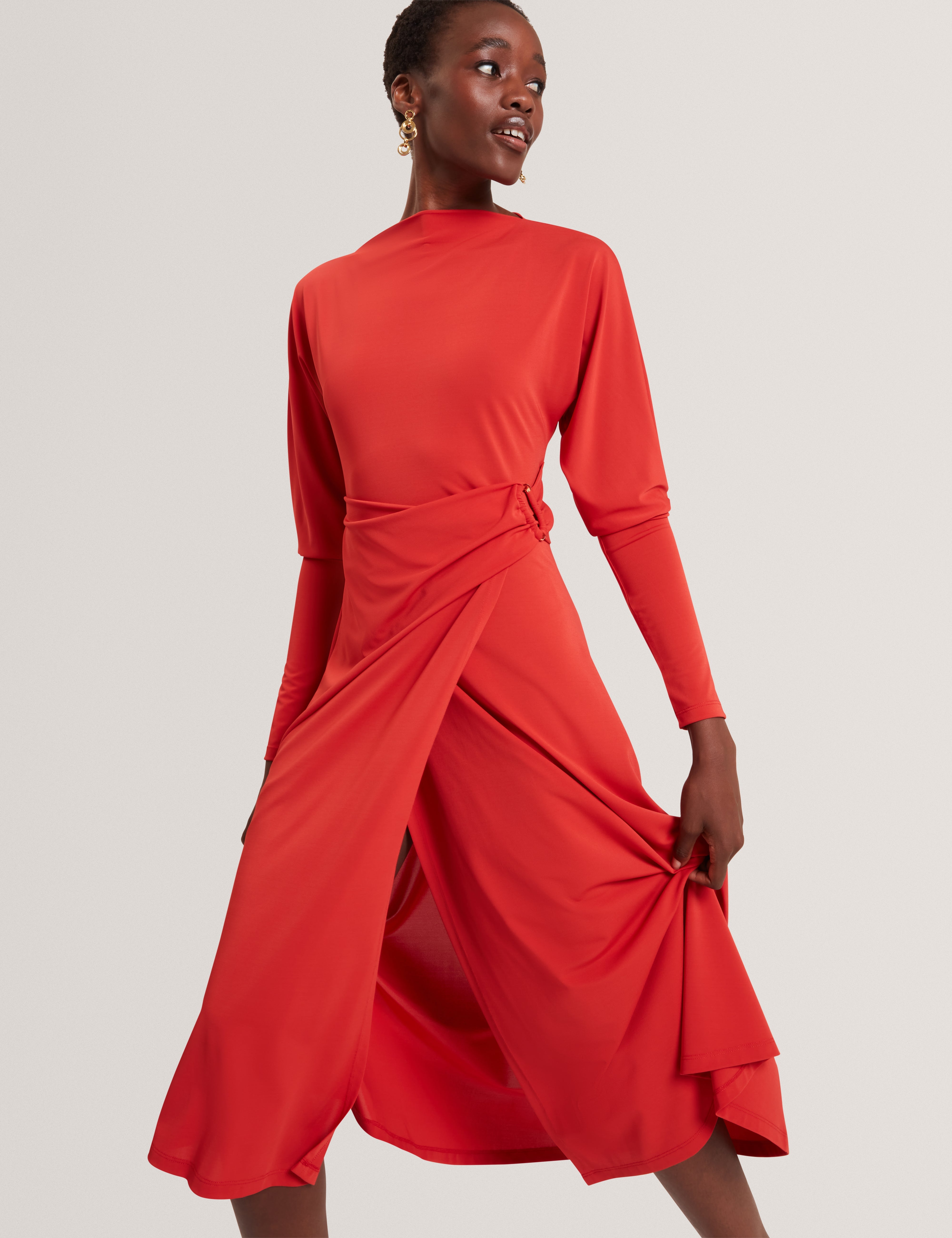 Ralhaa Wrap Jersey Midi Dress Bur-Orange