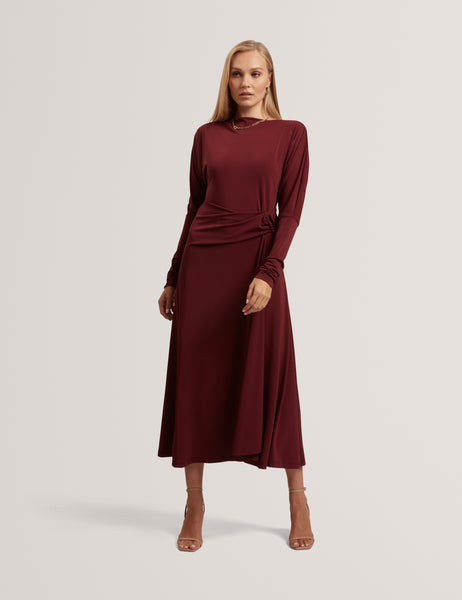 oxblood midi dress Ralhaa Wrap Jersey Midi Dress Oxblood