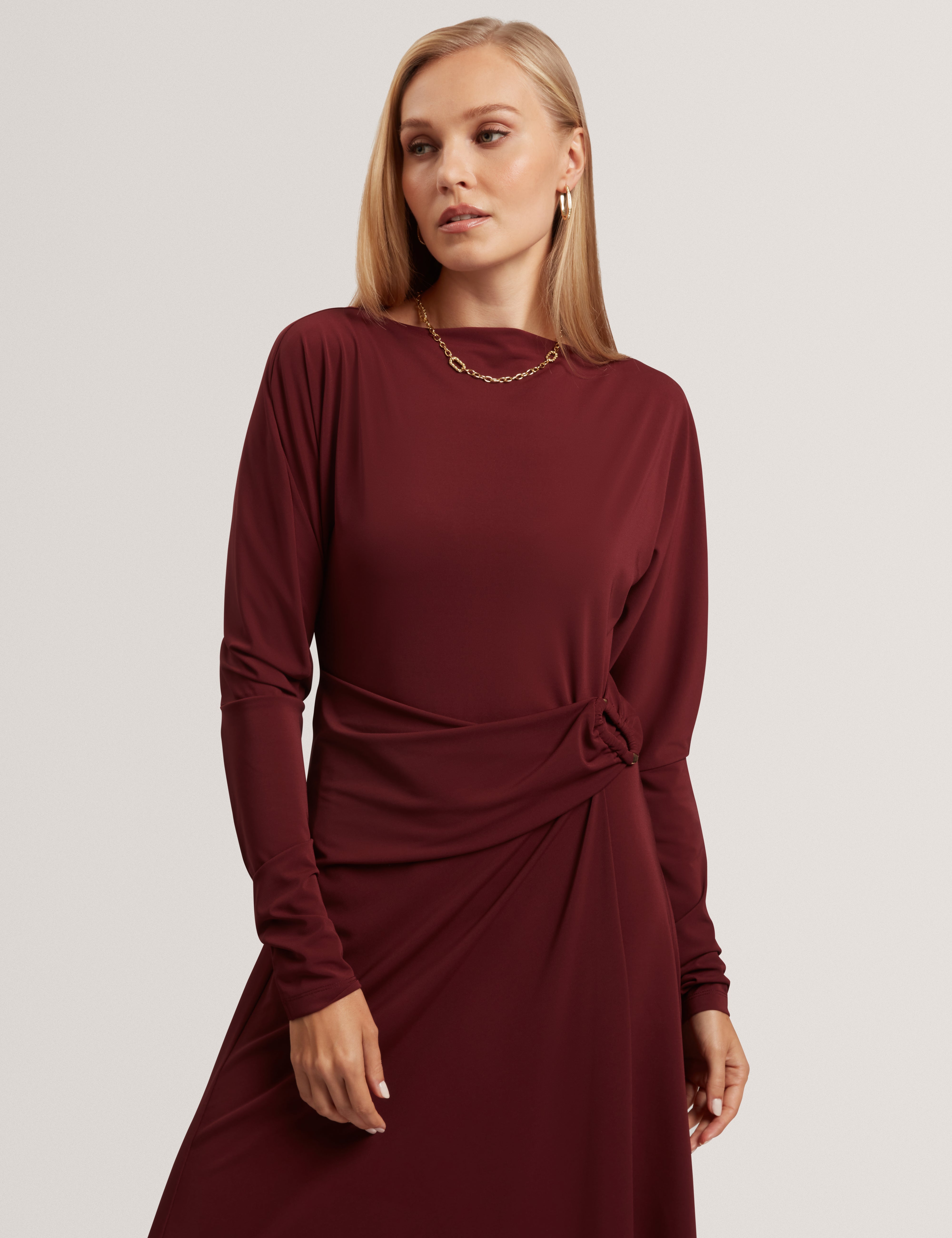 Ralhaa Wrap Jersey Midi Dress Oxblood