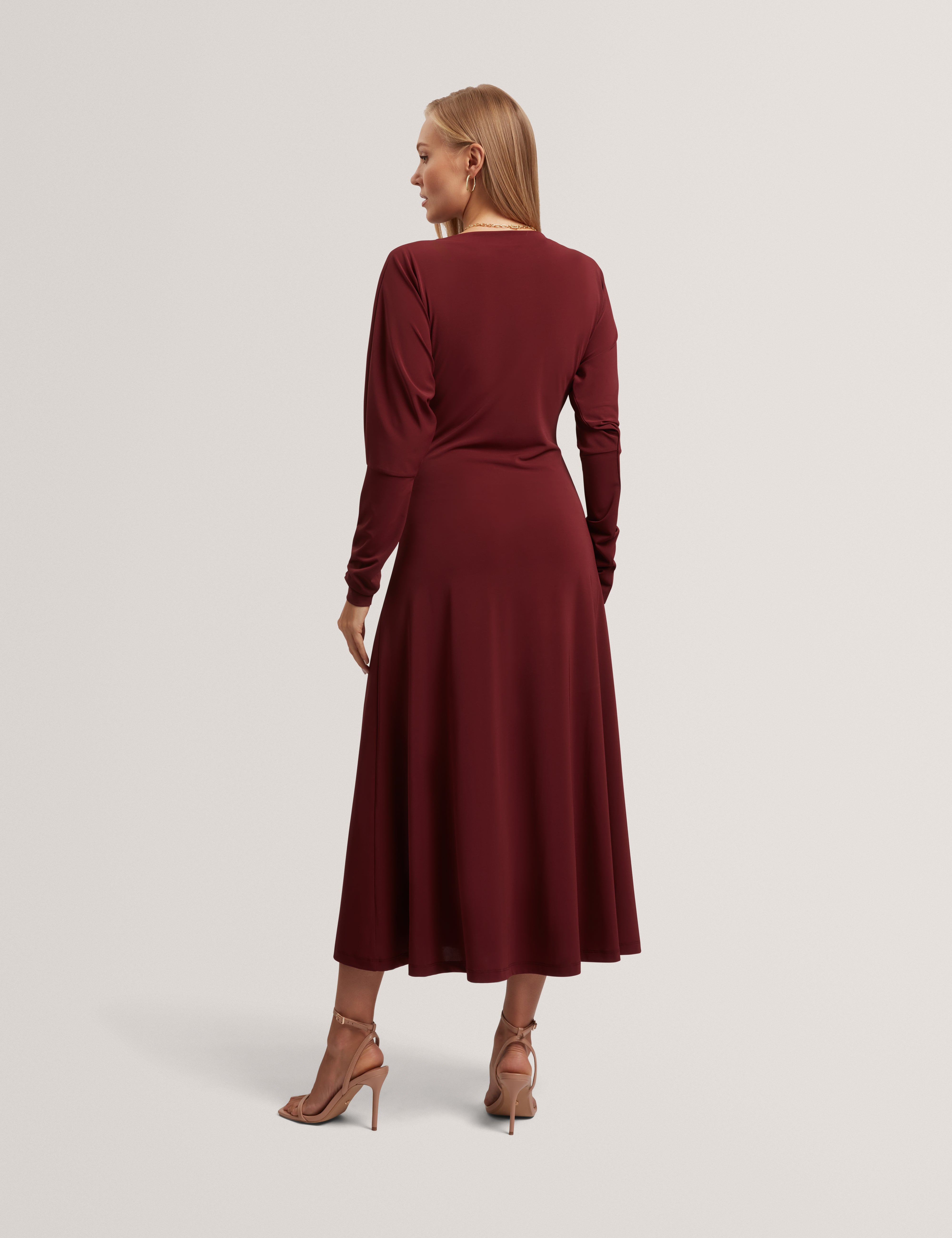 Ralhaa Wrap Jersey Midi Dress Oxblood