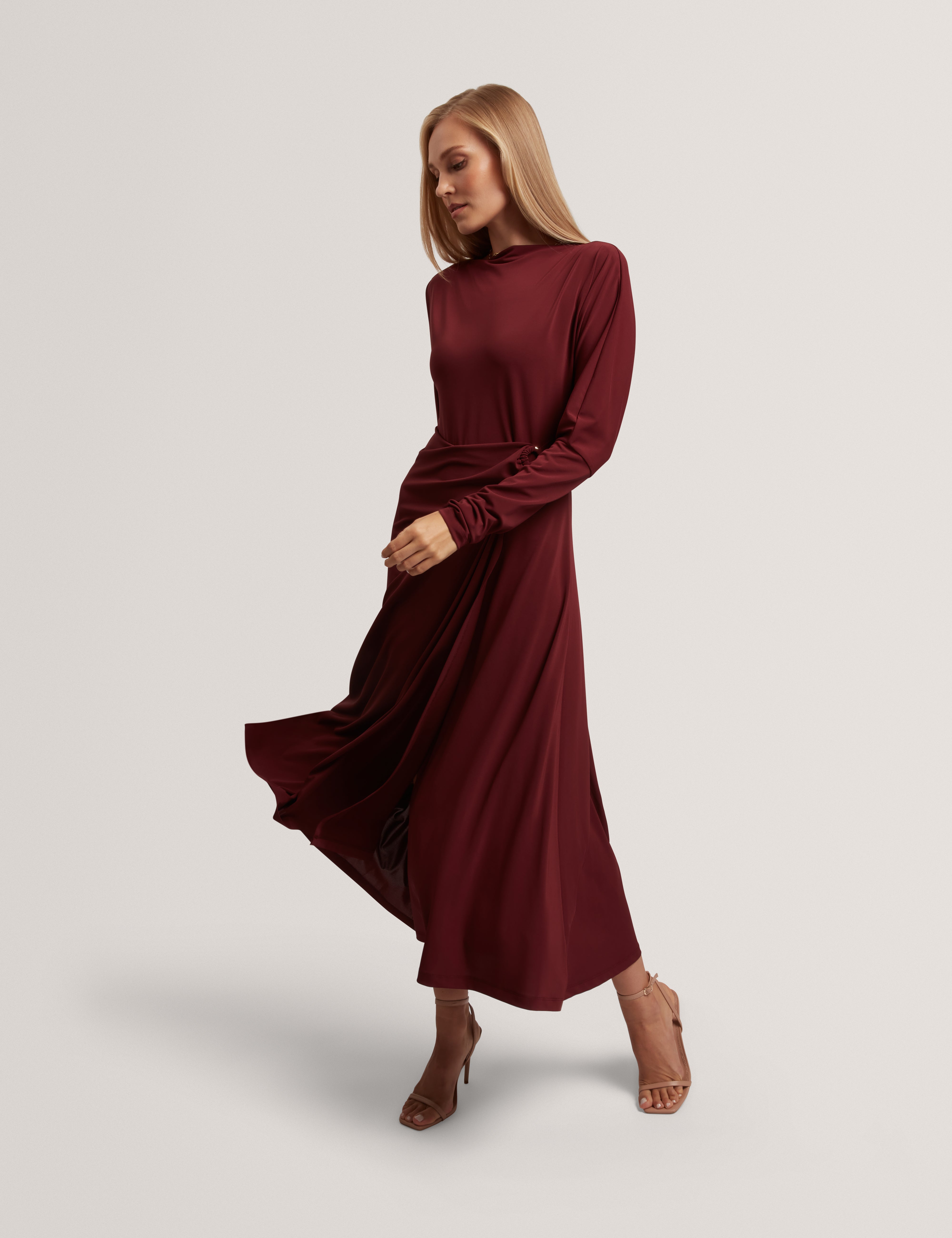Ralhaa Wrap Jersey Midi Dress Oxblood