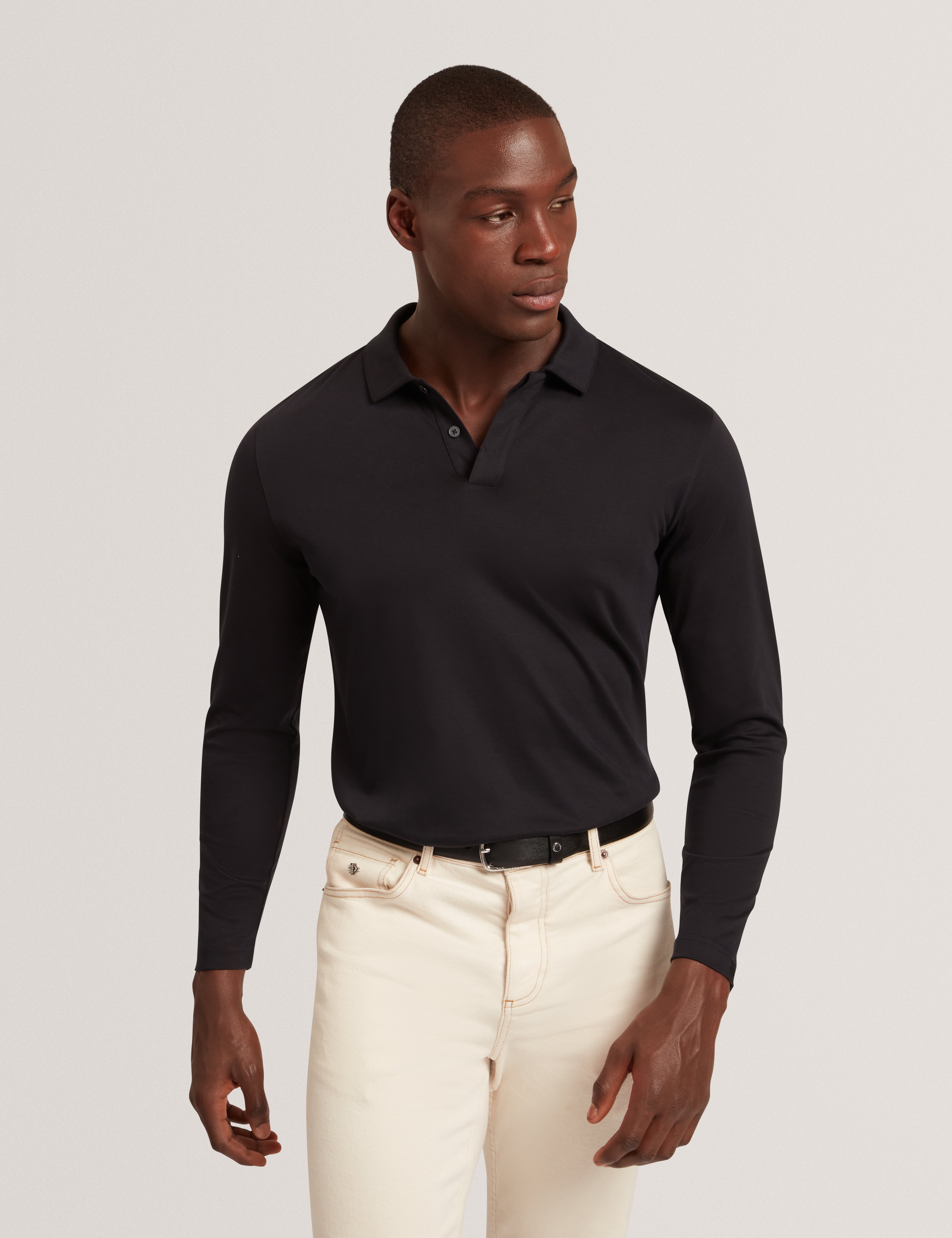 Ignac Long Sleeve Regular Soft Touch Polo Black