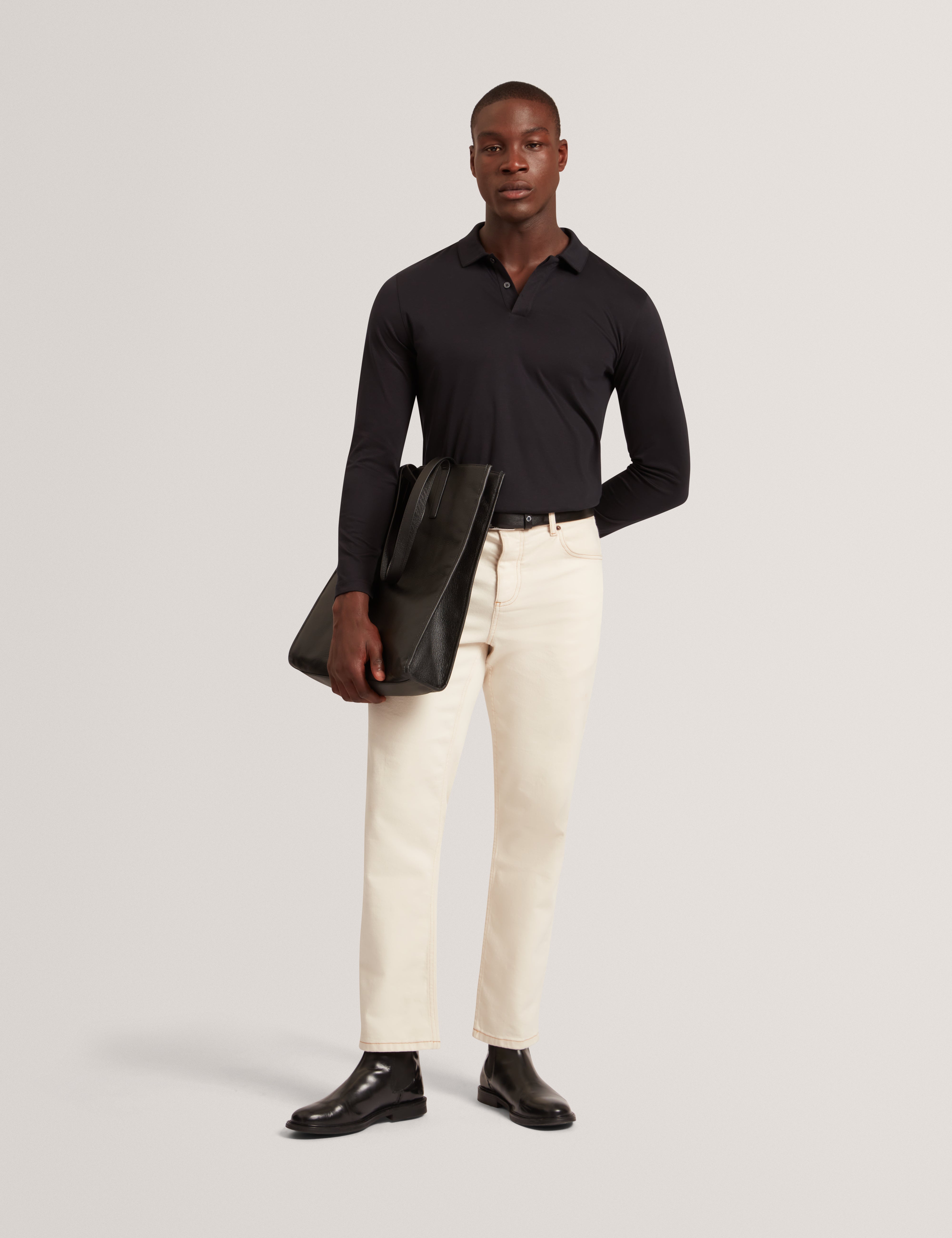 Ignac Long Sleeve Regular Soft Touch Polo Black