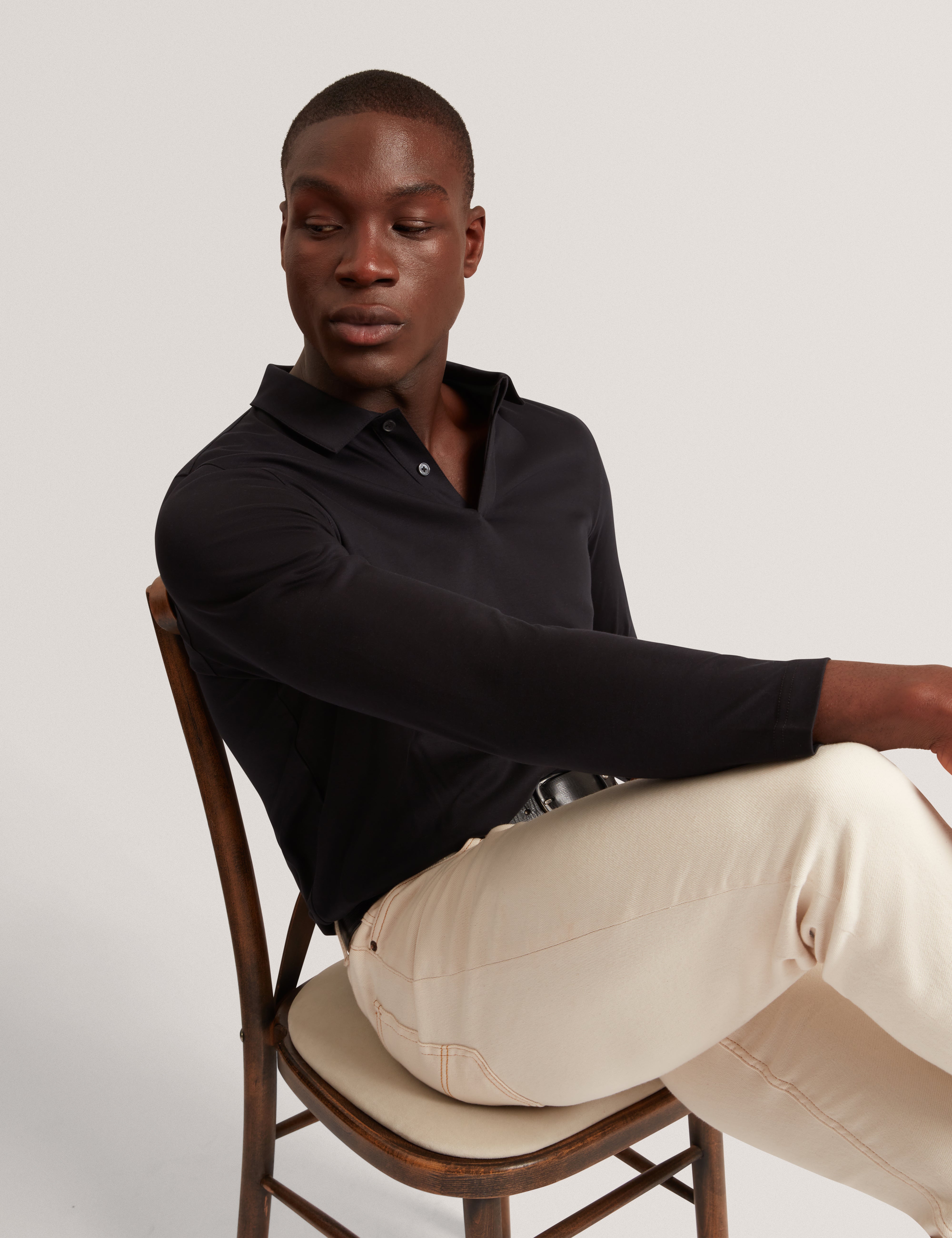 Ignac Long Sleeve Regular Soft Touch Polo Black