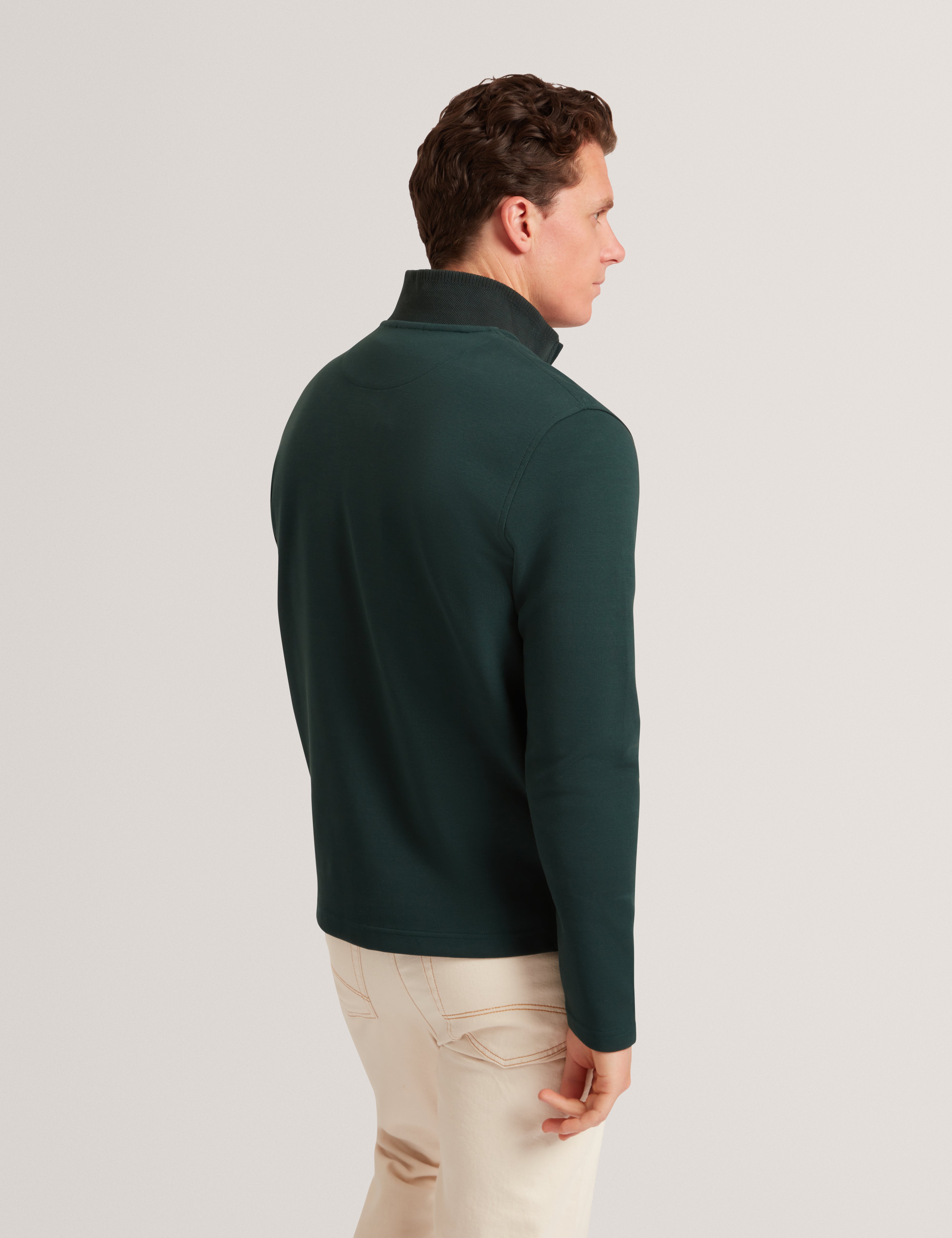 كرابتري سترة بنصف سحاب لون أخضر داكن