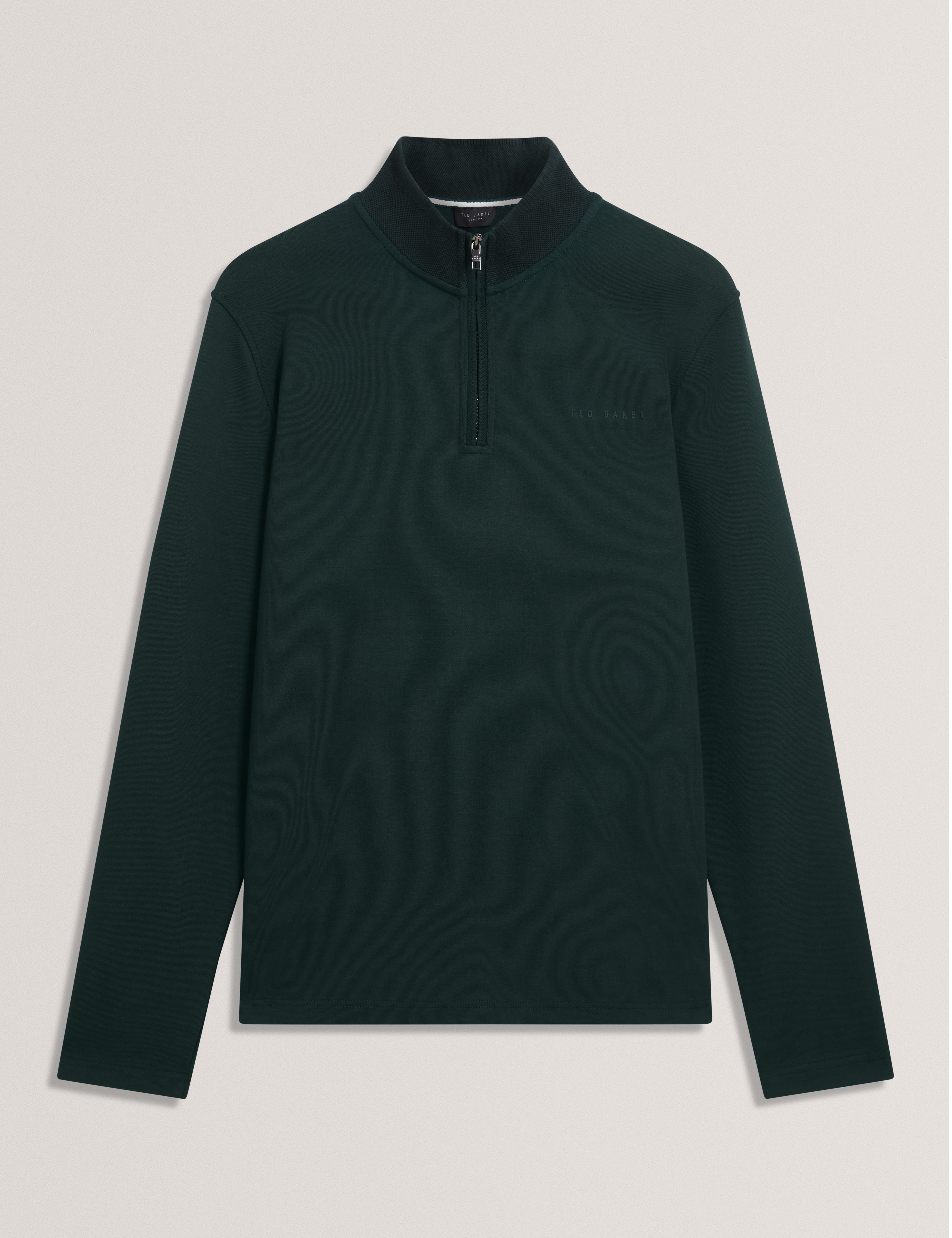 كرابتري سترة بنصف سحاب لون أخضر داكن