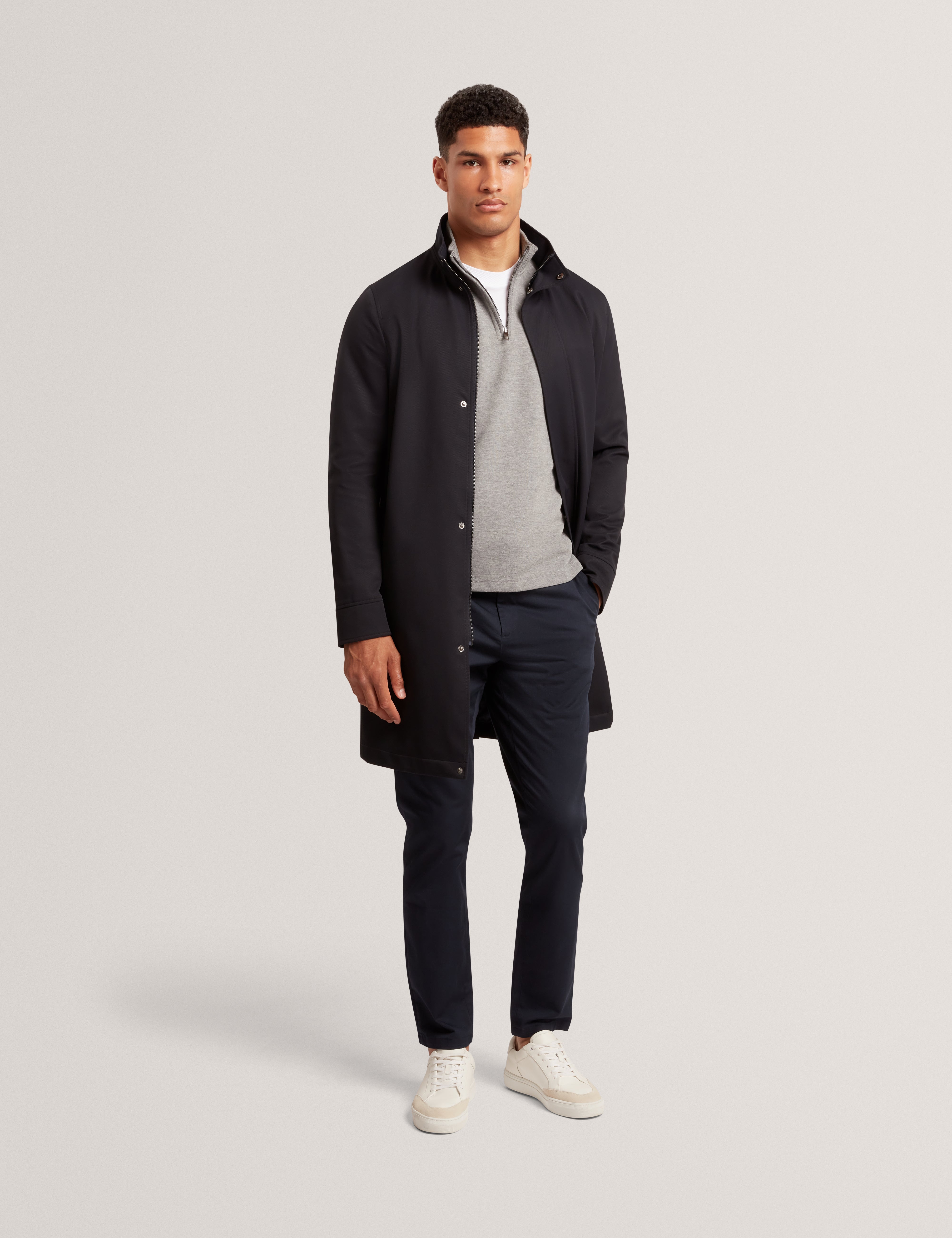 Crabtre Branded Honeycomb Trim Half Zip Mid-Grey