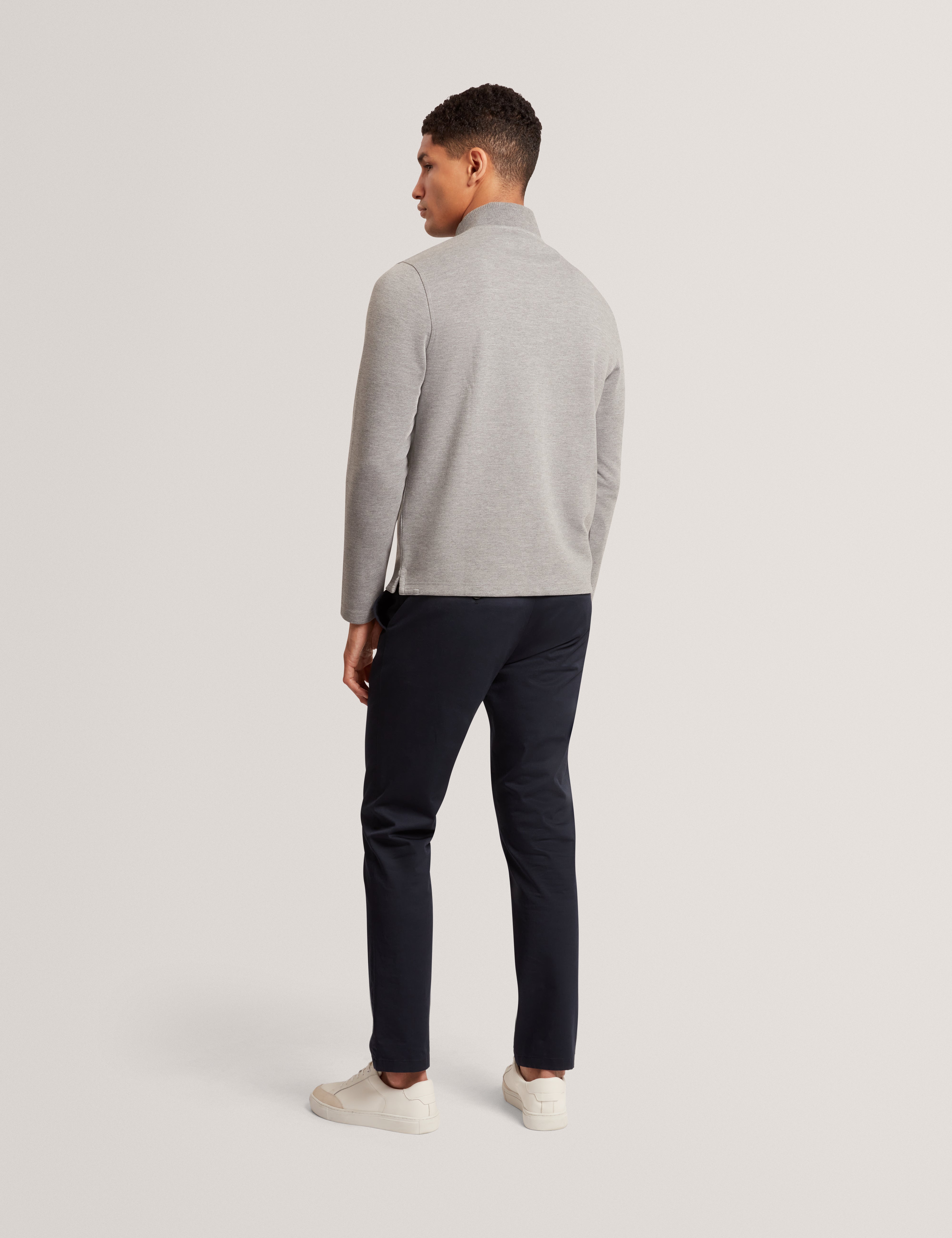 Crabtre Branded Honeycomb Trim Half Zip Mid-Grey