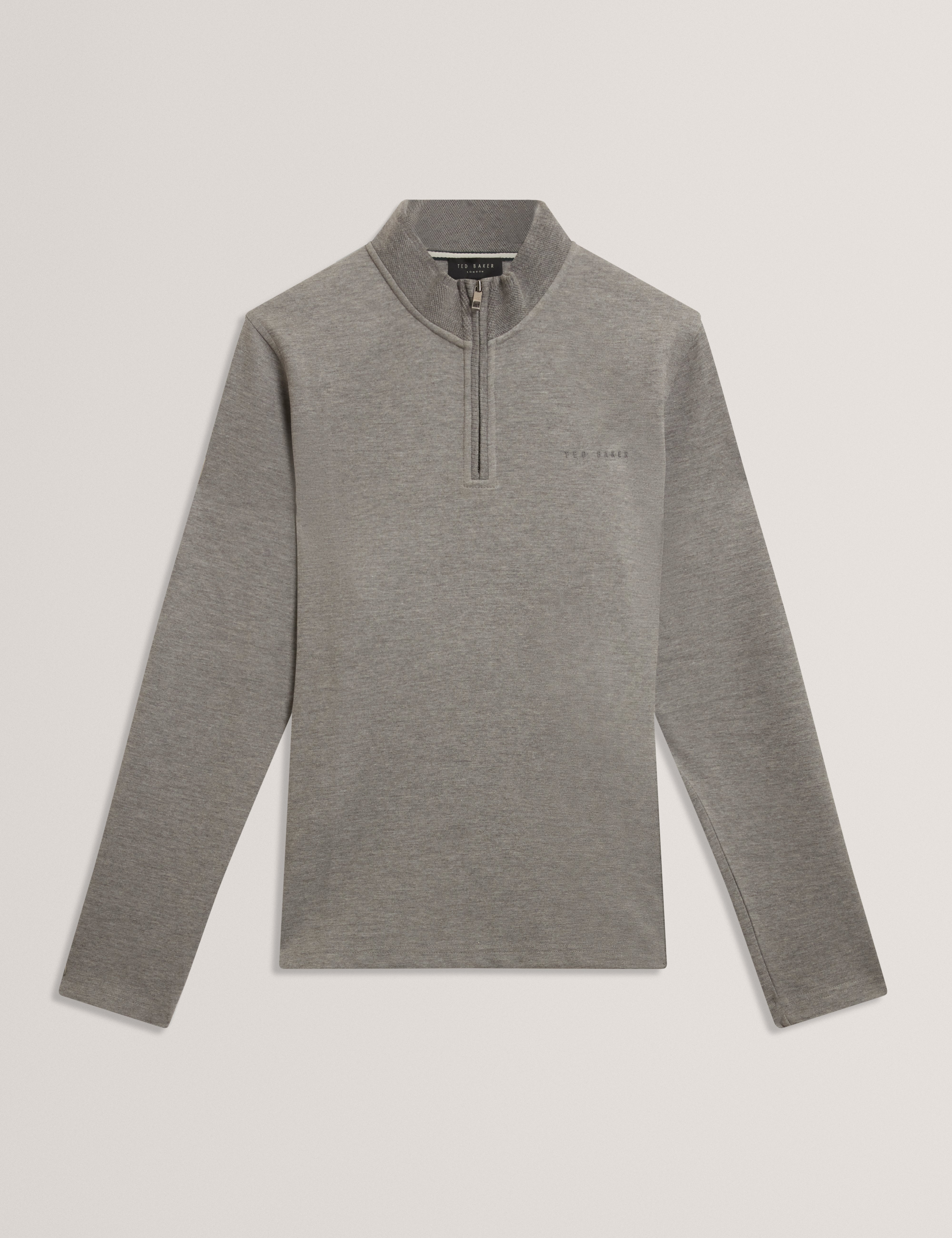 Crabtre Branded Honeycomb Trim Half Zip Mid-Grey
