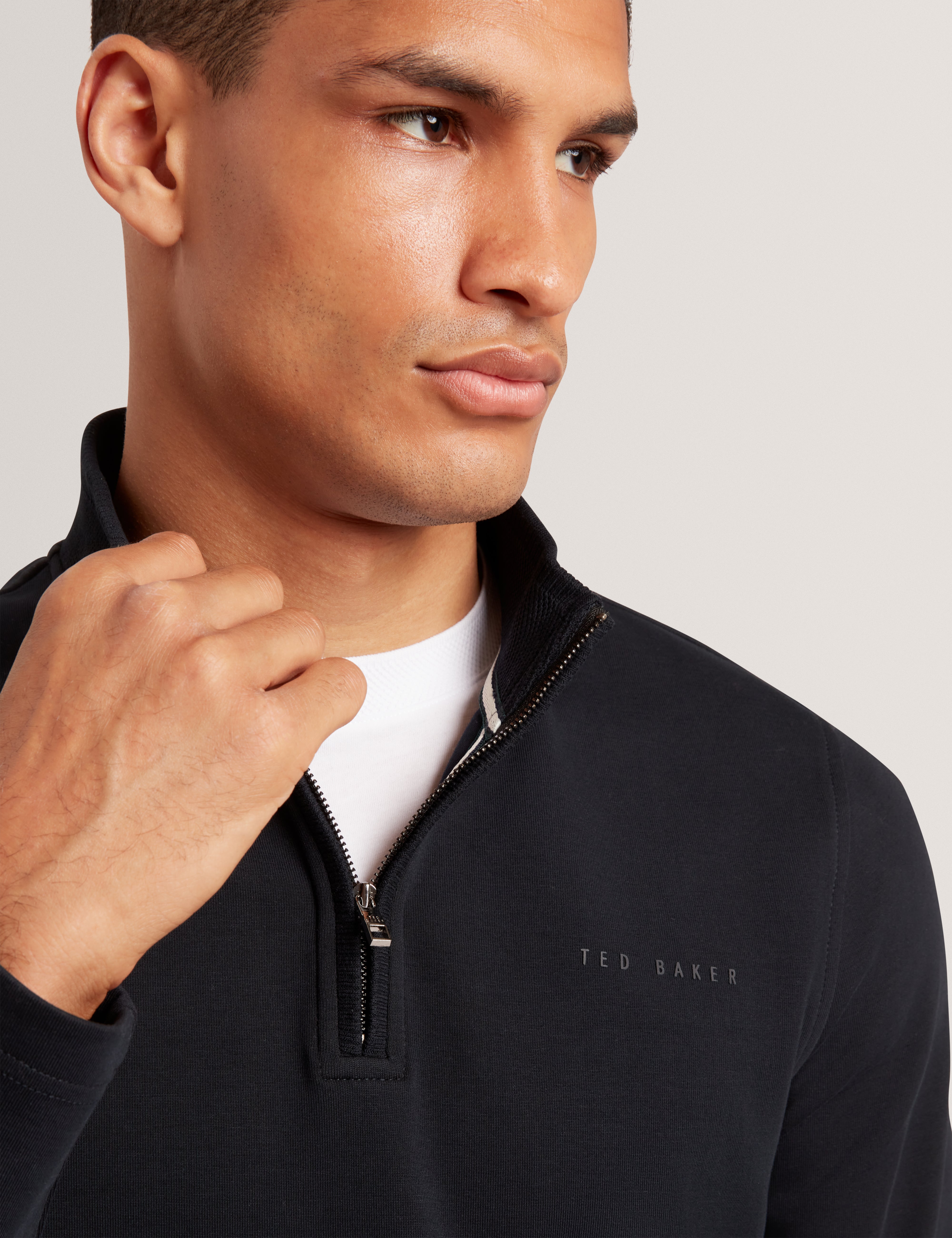 Crabtre Branded Honeycomb Trim Half Zip Navy