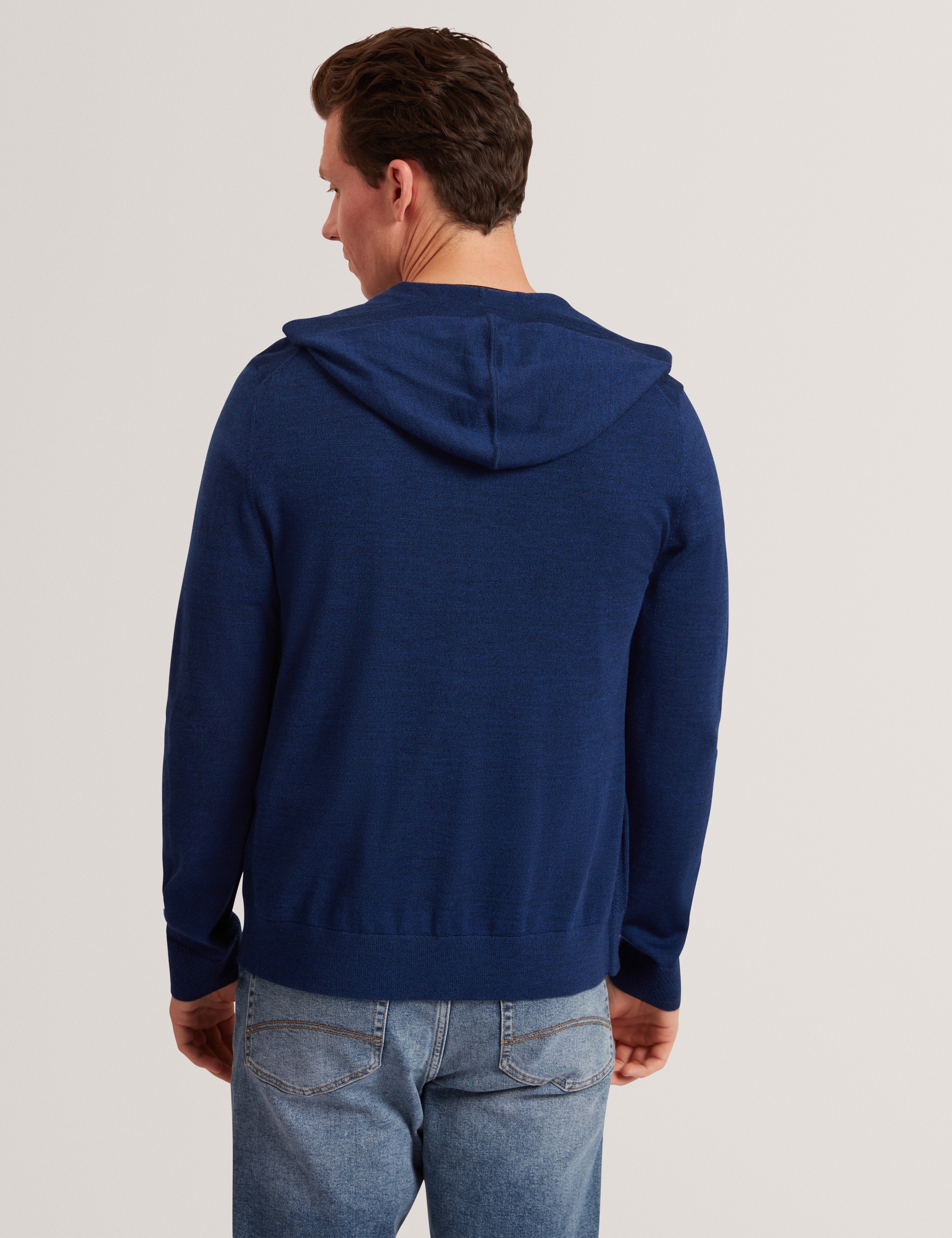 Tarence Branded Merino Knitted Hoodie Navy