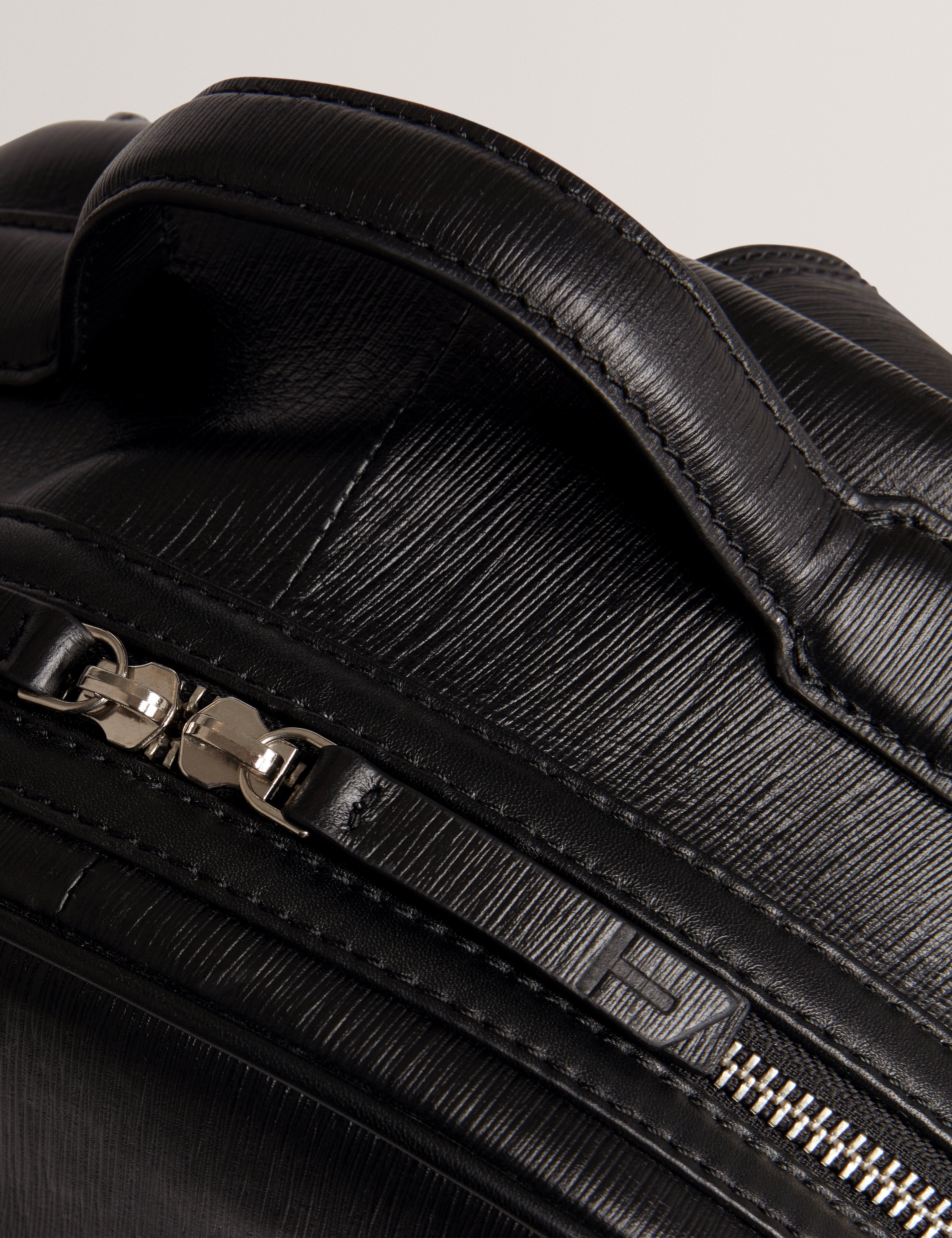 Bailor Bark Texture Leather Backpack Black