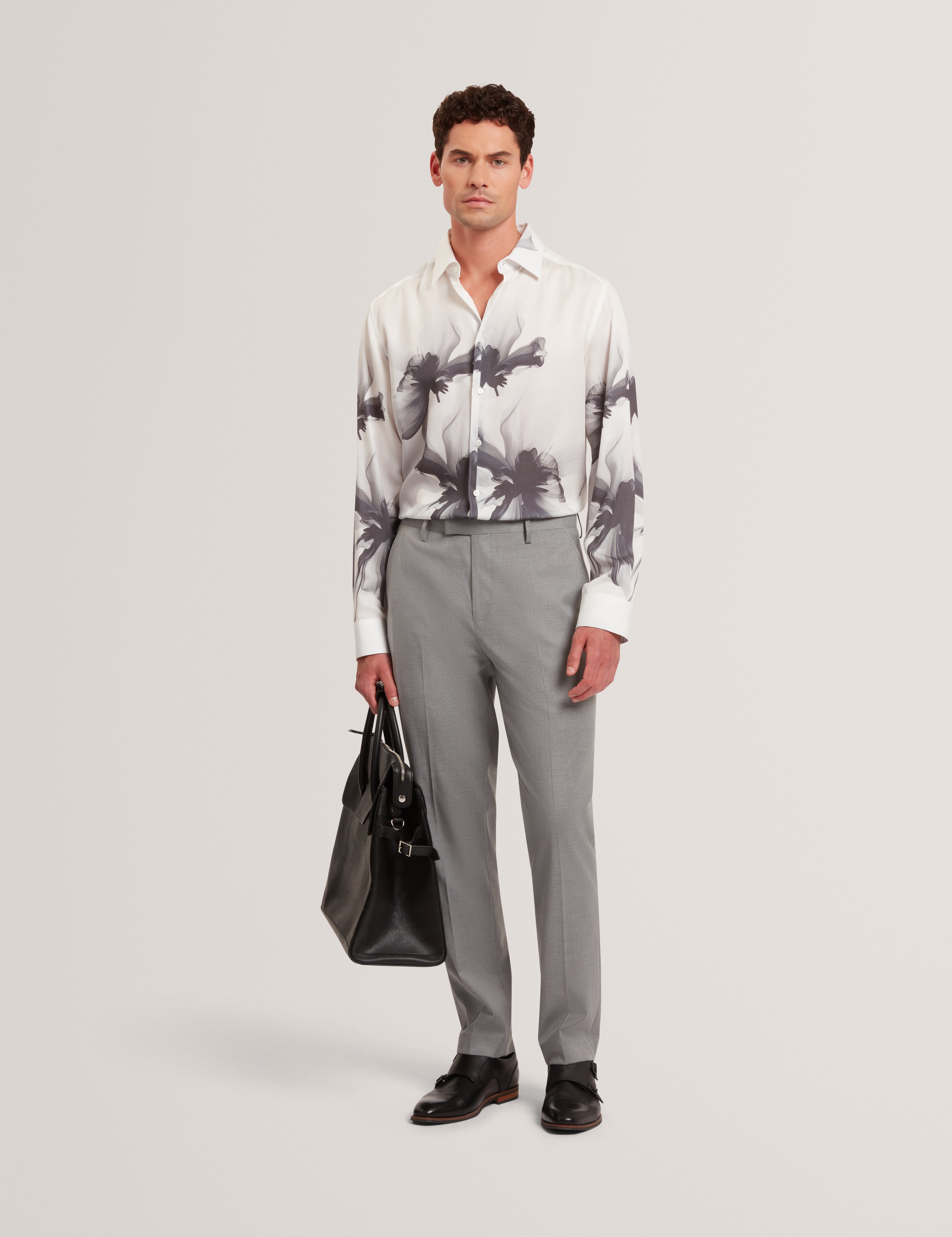 Saisont Slim Wool Blend Trouser With Stretch Lt-Grey
