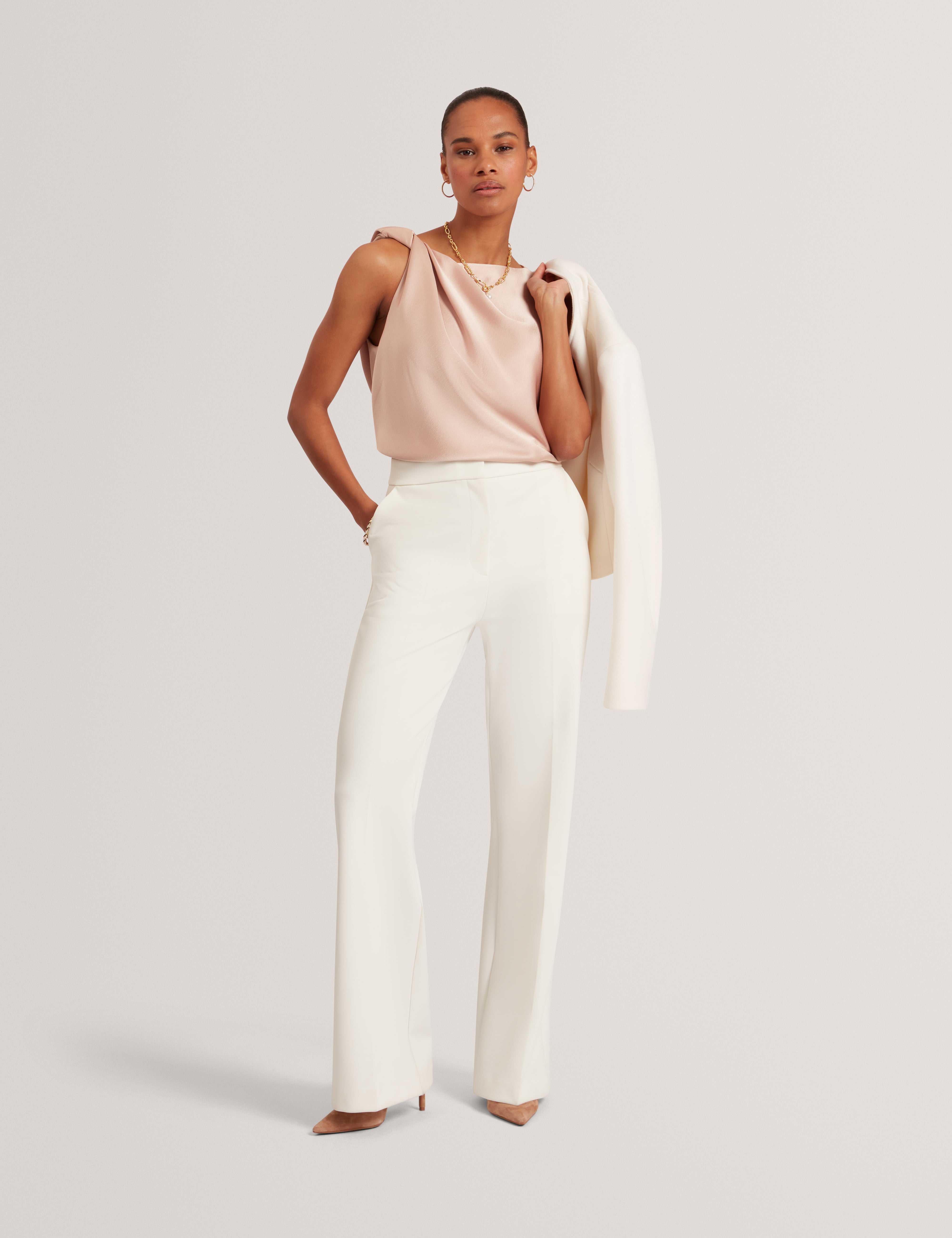 Miona Sleveless Twist Detail Top Dusky-Pink