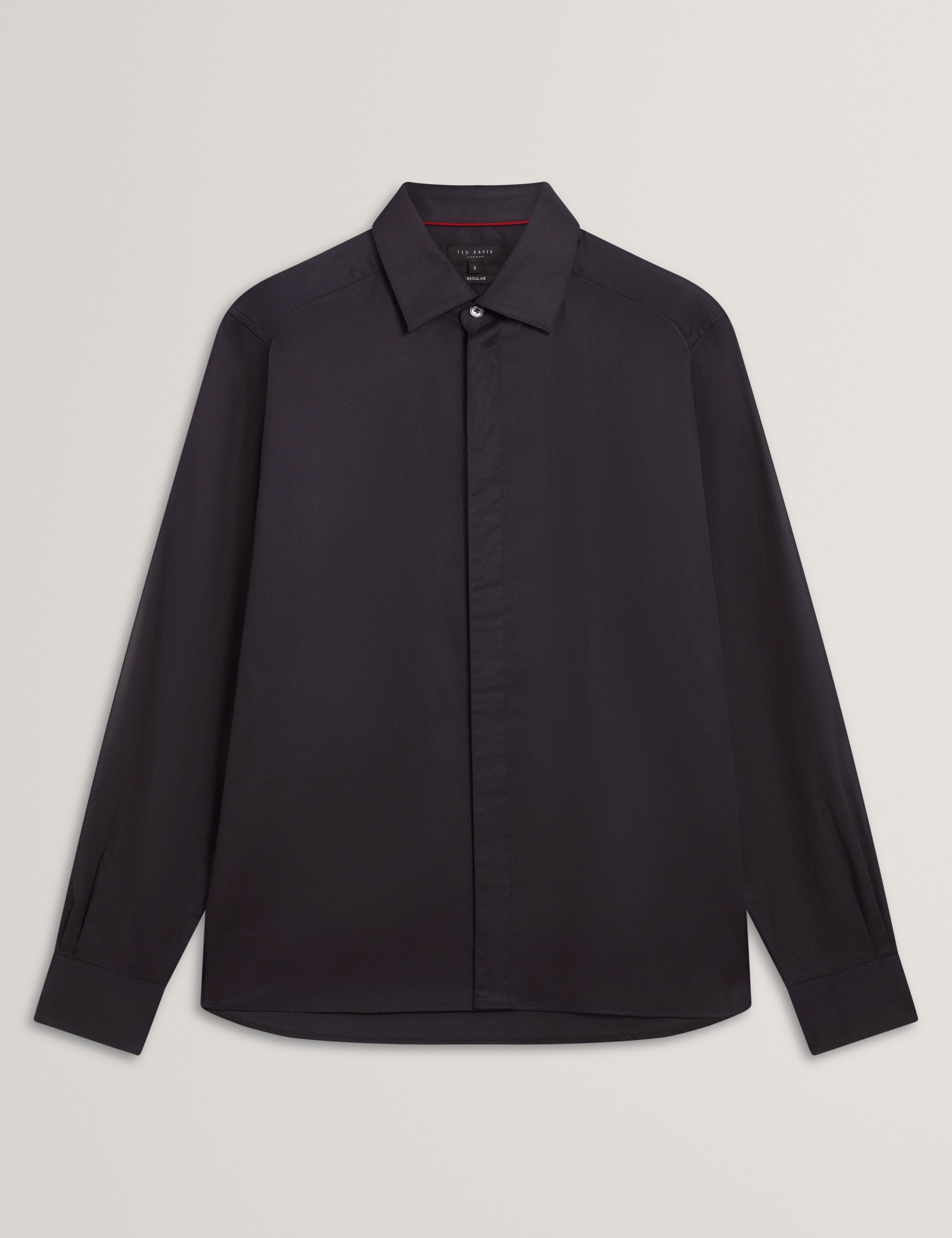Tibor Long Sleeve Regular Fit Smart Twill Shirt Navy