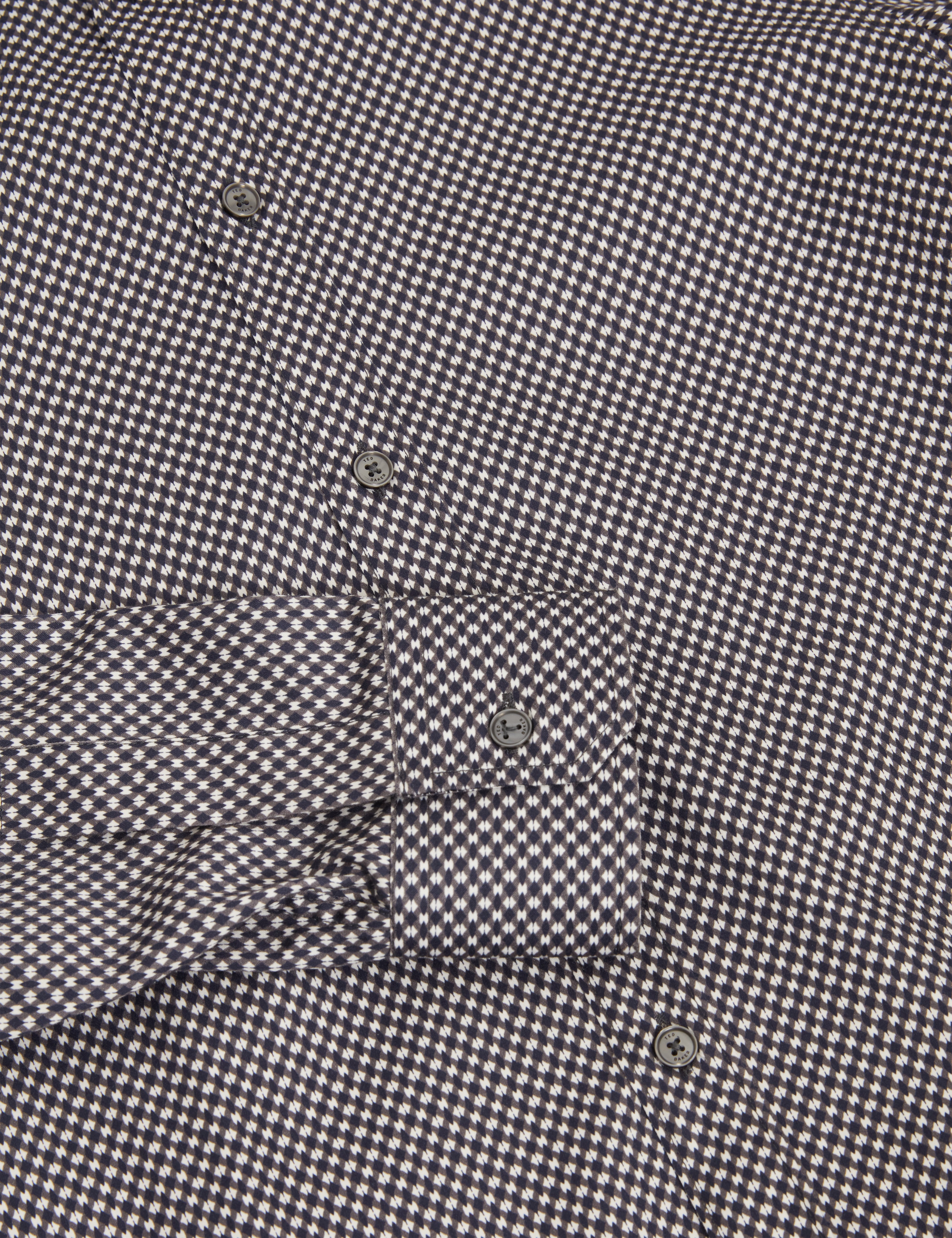 Jozef Long Sleeve Slim Mini Geo Print Shirt Navy